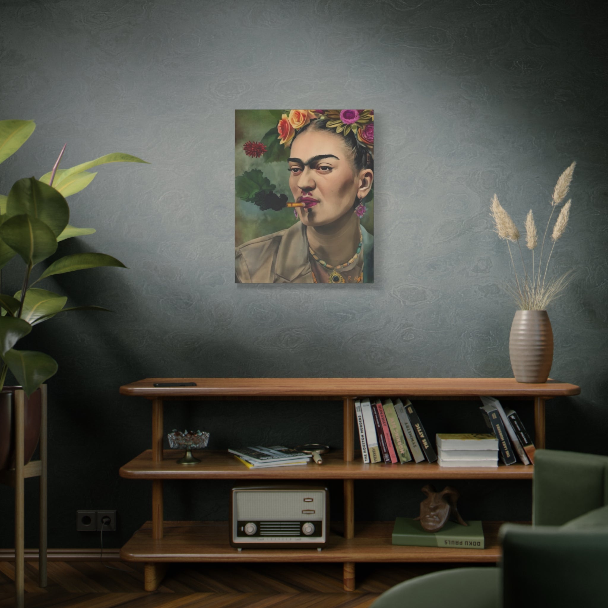 Smoking Portrait — Matte Stretched Canvas Wall Art