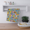 Lotería Bingo Tile Cotton Tea Towel — Colorful Mexican Game Pattern Kitchen Towel
