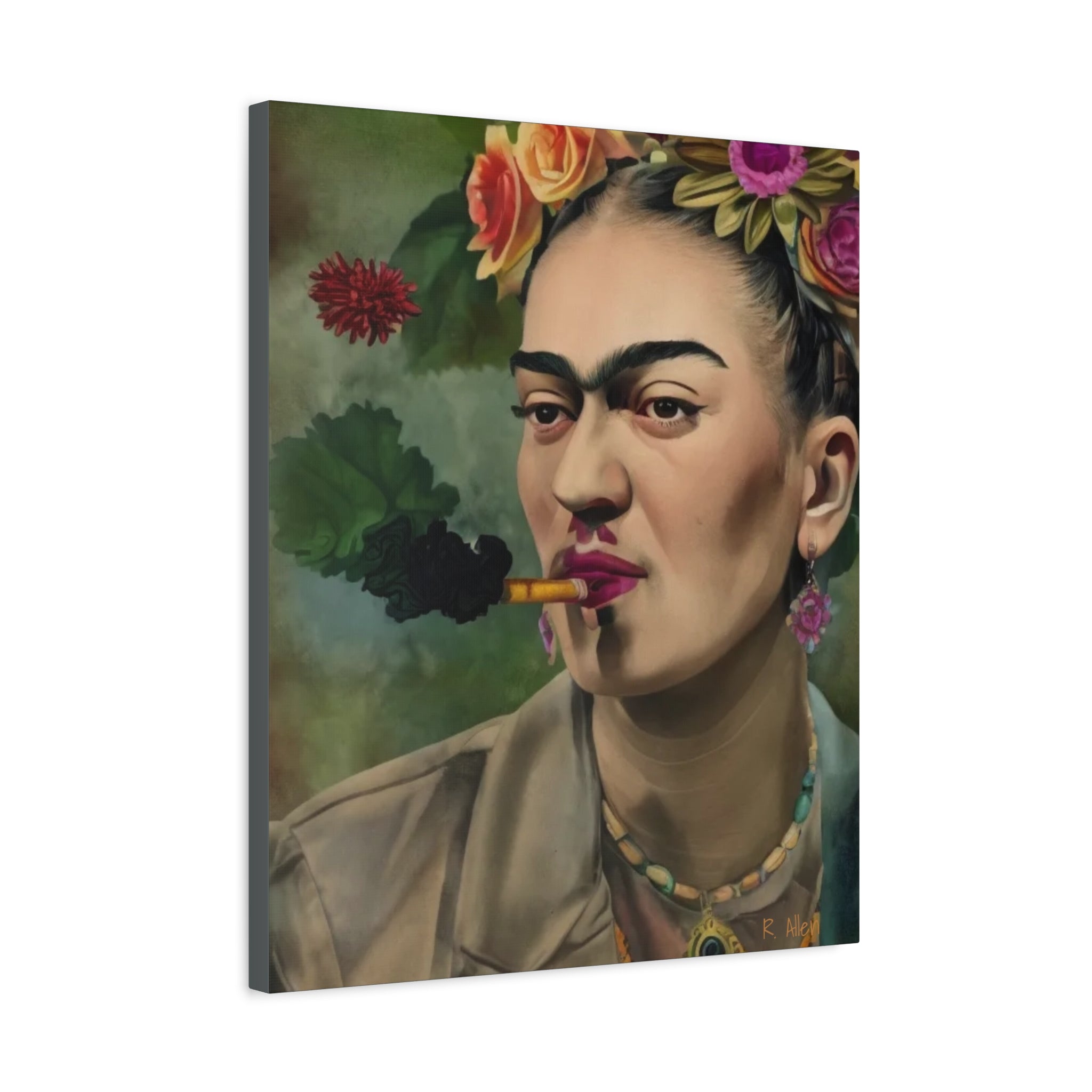 Smoking Portrait — Matte Stretched Canvas Wall Art