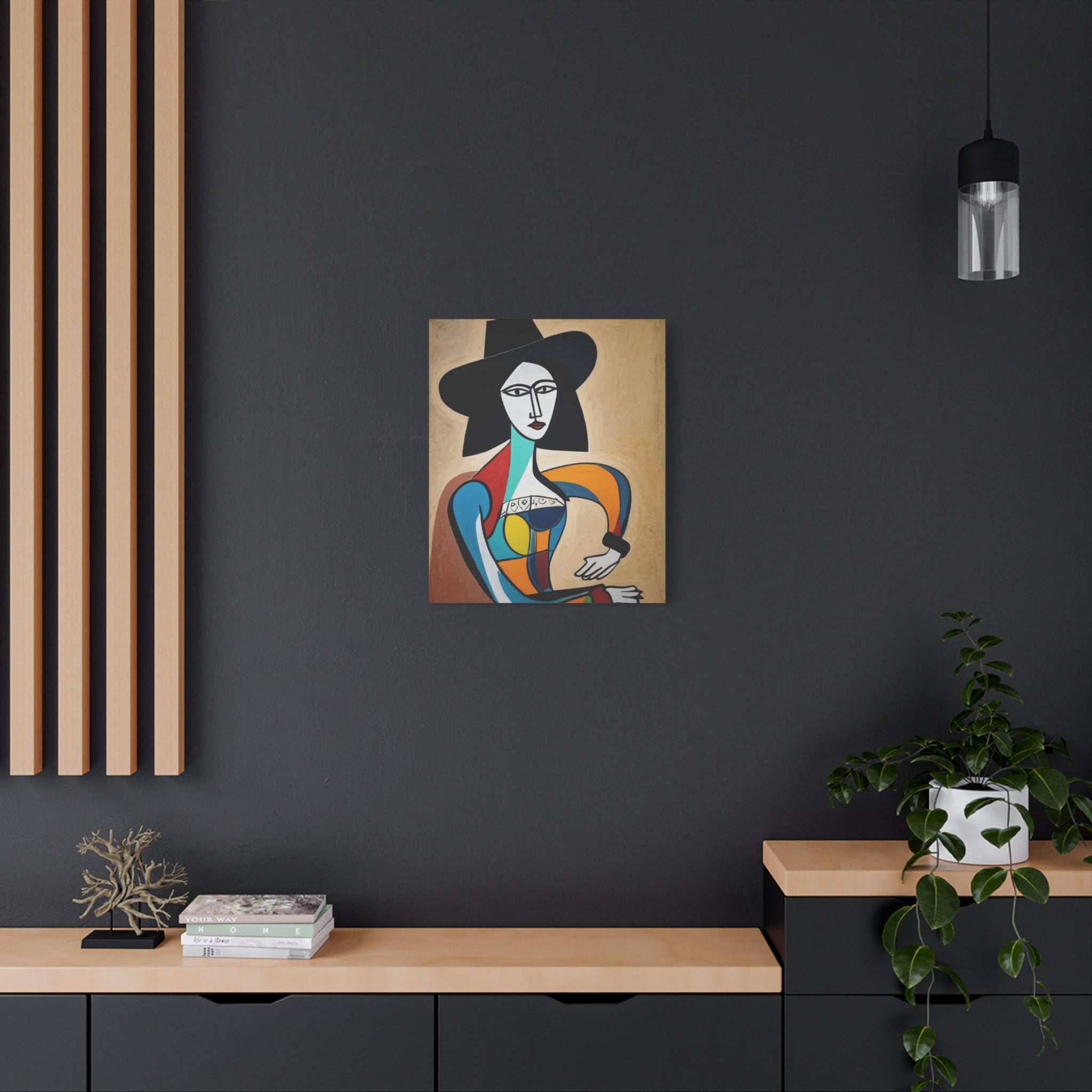 Sitting Cowgirl Portrait — Matte Stretched Canvas Wall Art