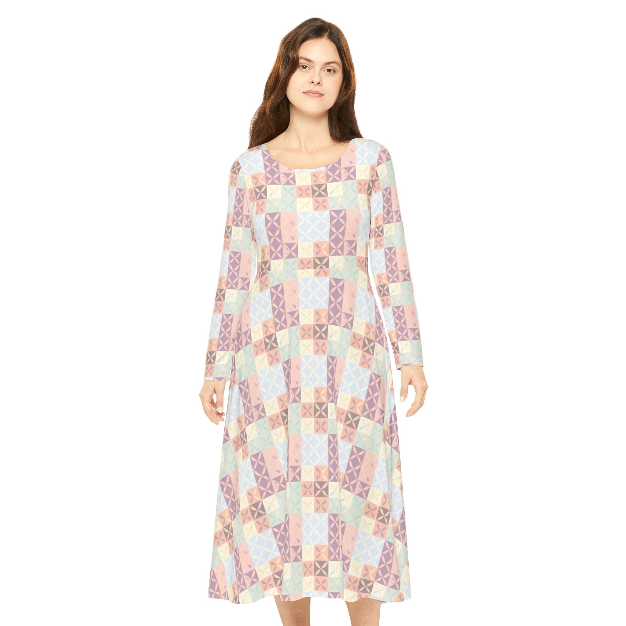 Pastel Quilt Dress — Long Sleeve Dress