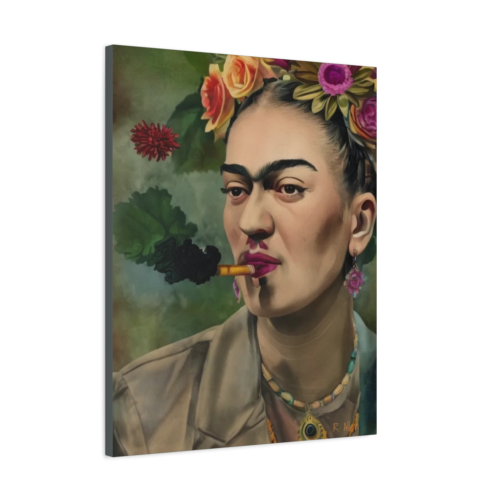Smoking Portrait — Matte Stretched Canvas Wall Art