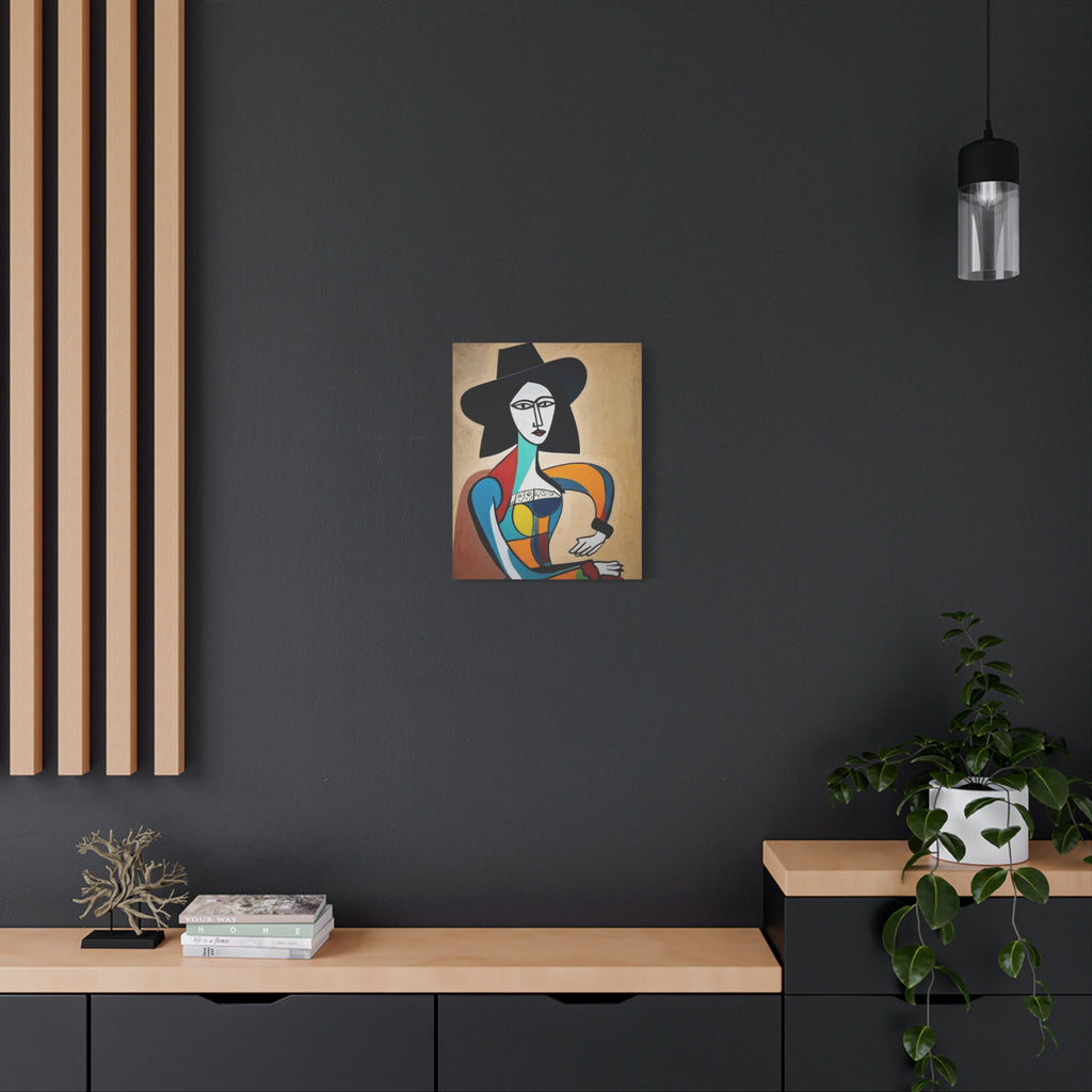 Sitting Cowgirl Portrait — Matte Stretched Canvas Wall Art