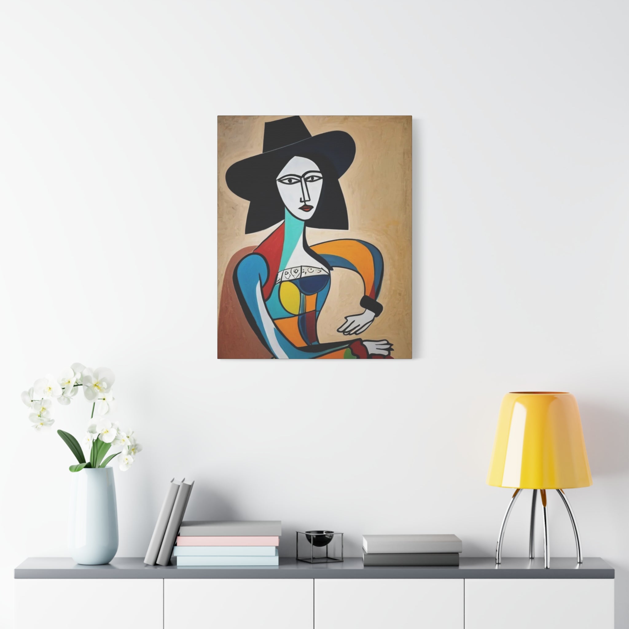 Sitting Cowgirl Portrait — Matte Stretched Canvas Wall Art