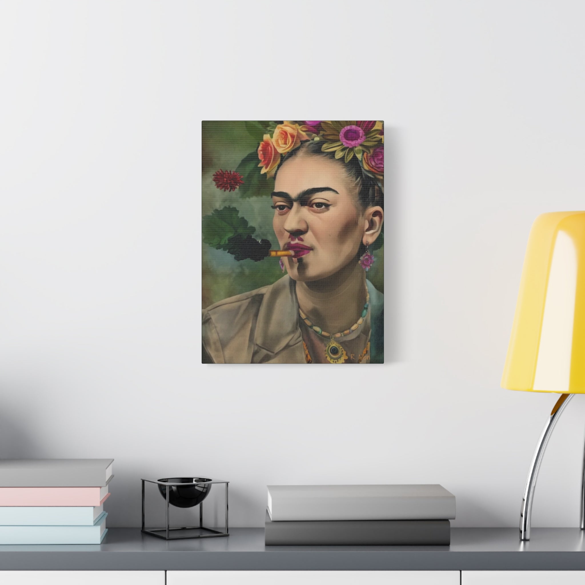 Smoking Portrait — Matte Stretched Canvas Wall Art