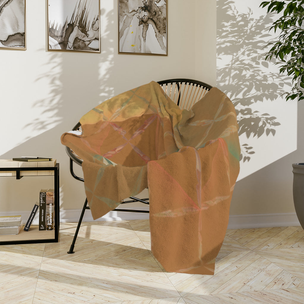 Velveteen Retro Color Block Plush Throw