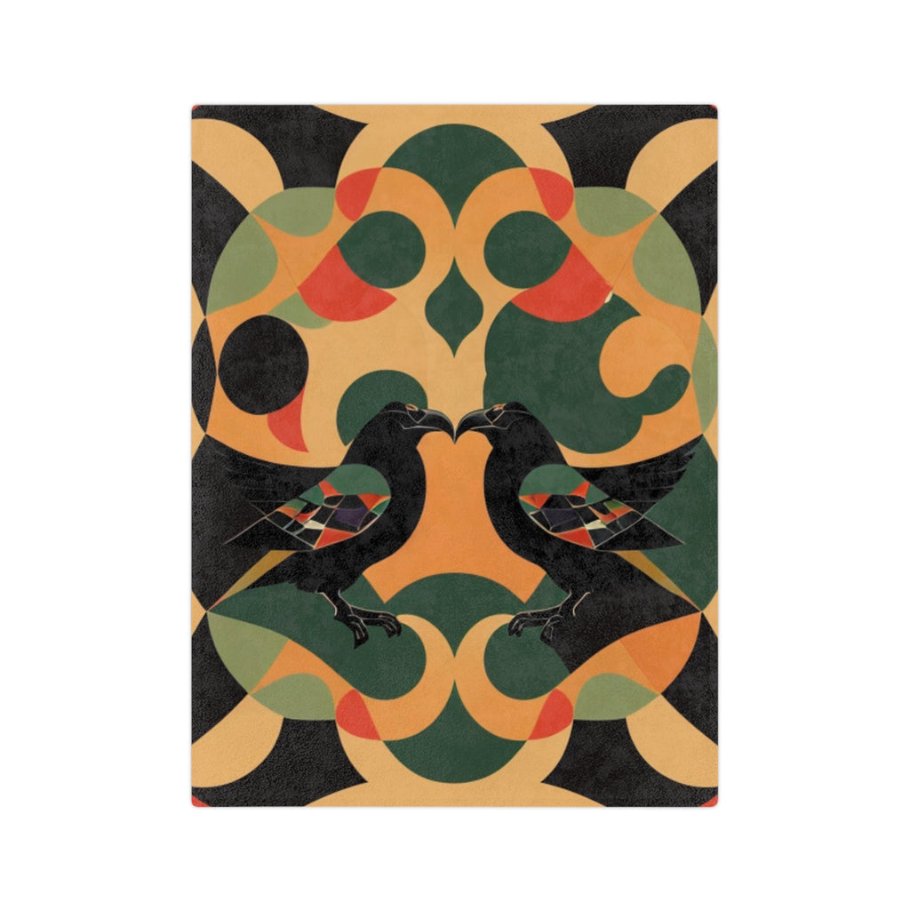 Velveteen Retro Raven Plush Throw