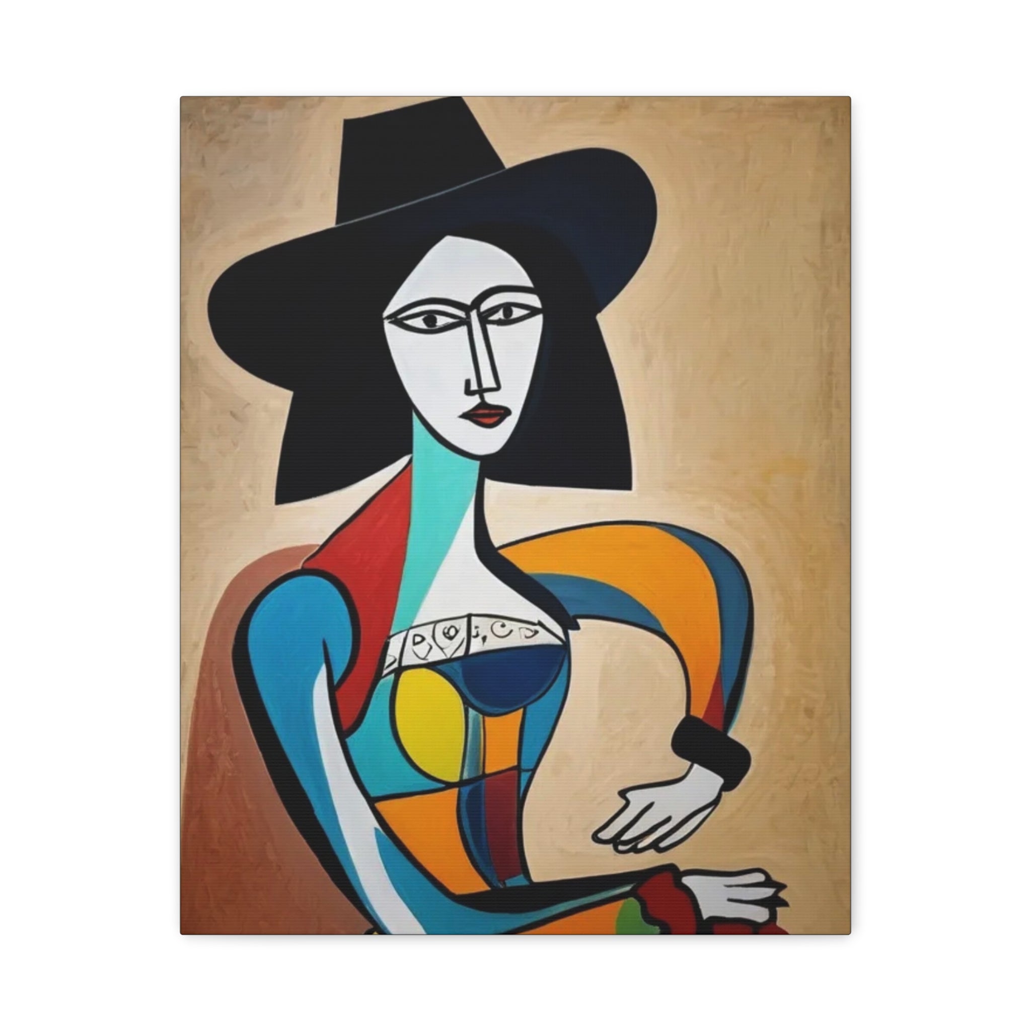 Sitting Cowgirl Portrait — Matte Stretched Canvas Wall Art