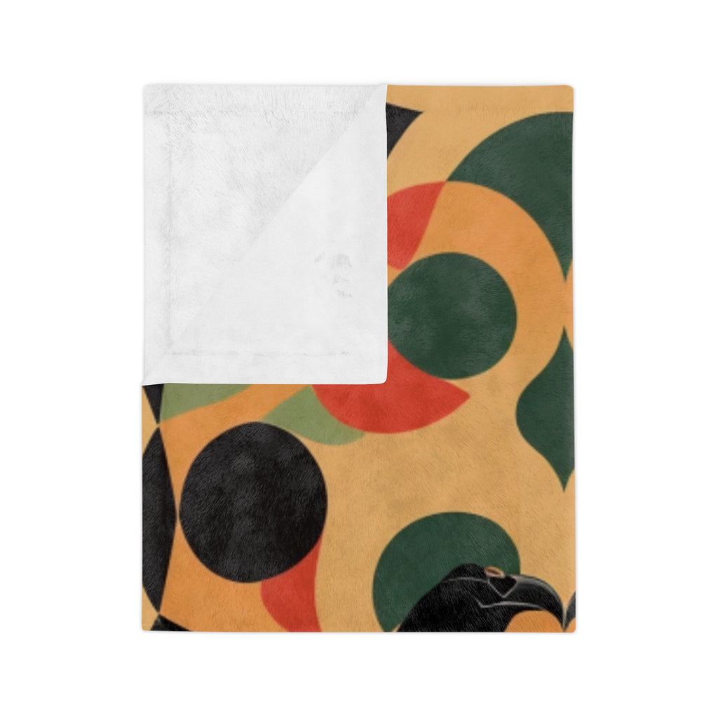 Velveteen Retro Raven Plush Throw