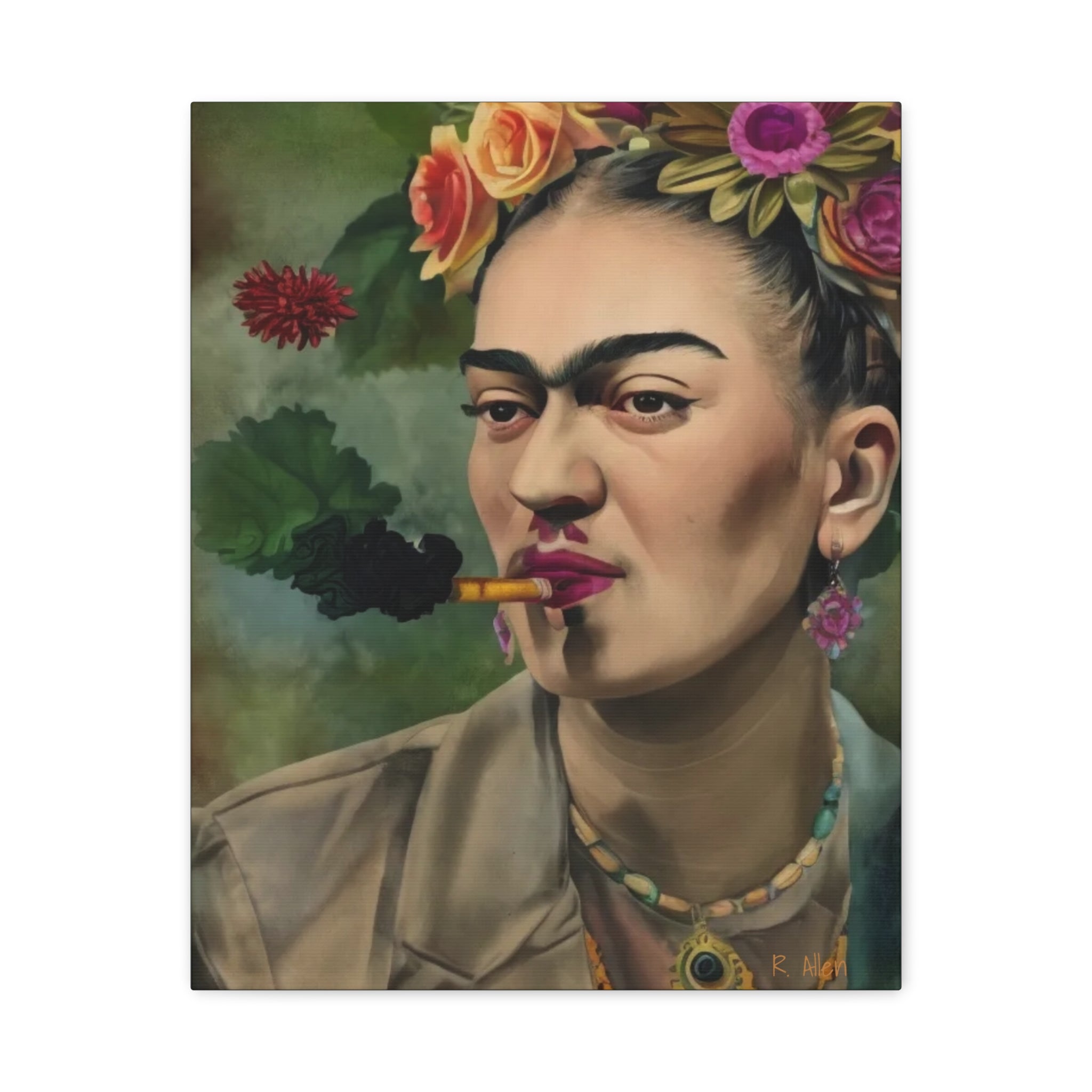 Smoking Portrait — Matte Stretched Canvas Wall Art