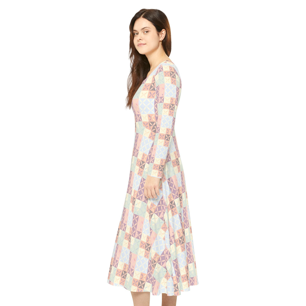 Pastel Quilt Dress — Long Sleeve Dress