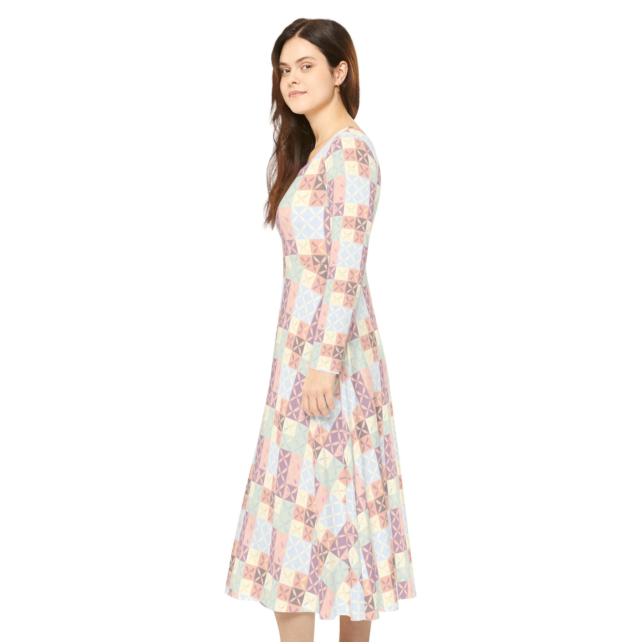 Pastel Quilt Dress — Long Sleeve Dress