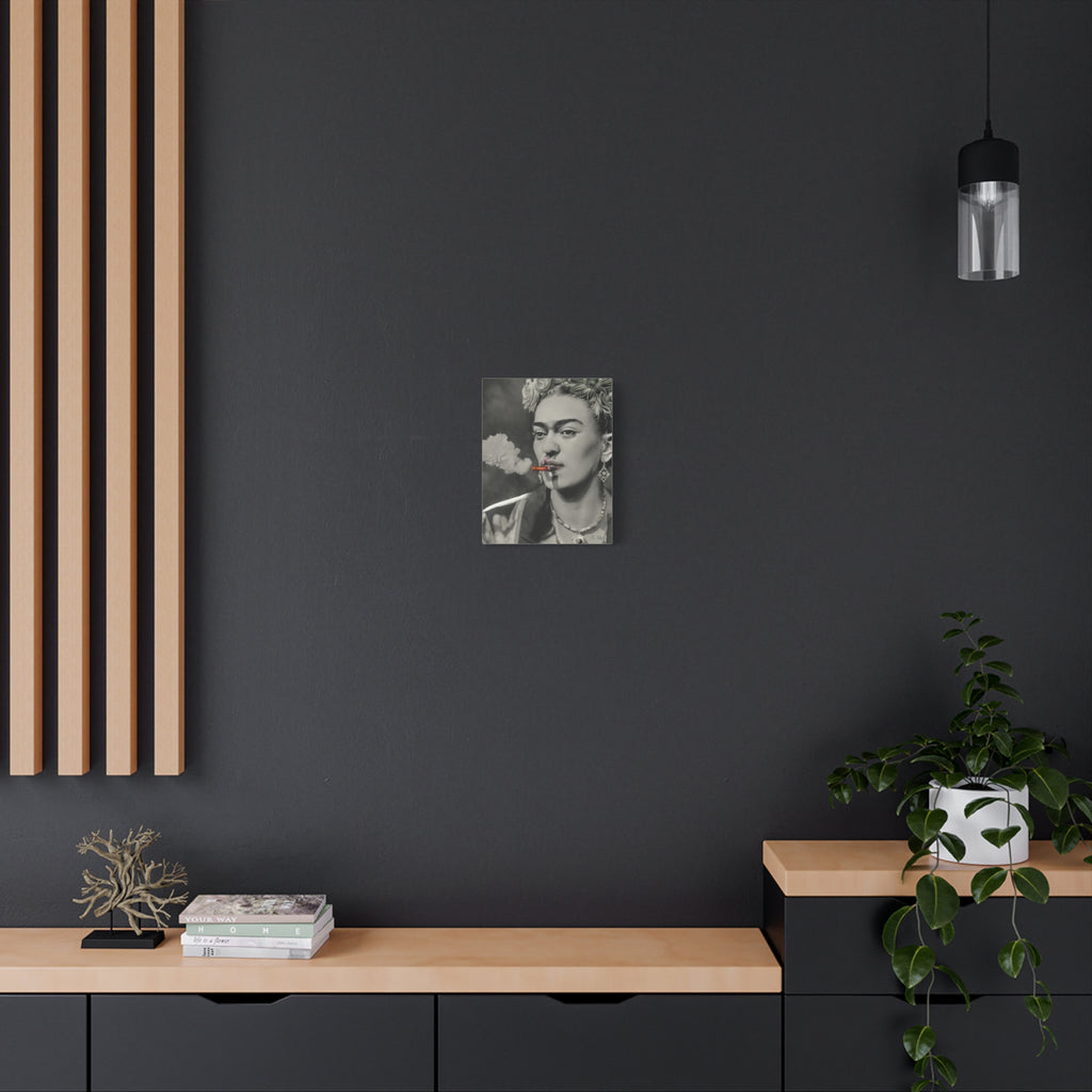 Smoking Portrait, Monochromatic — Matte Stretched Canvas Wall Art