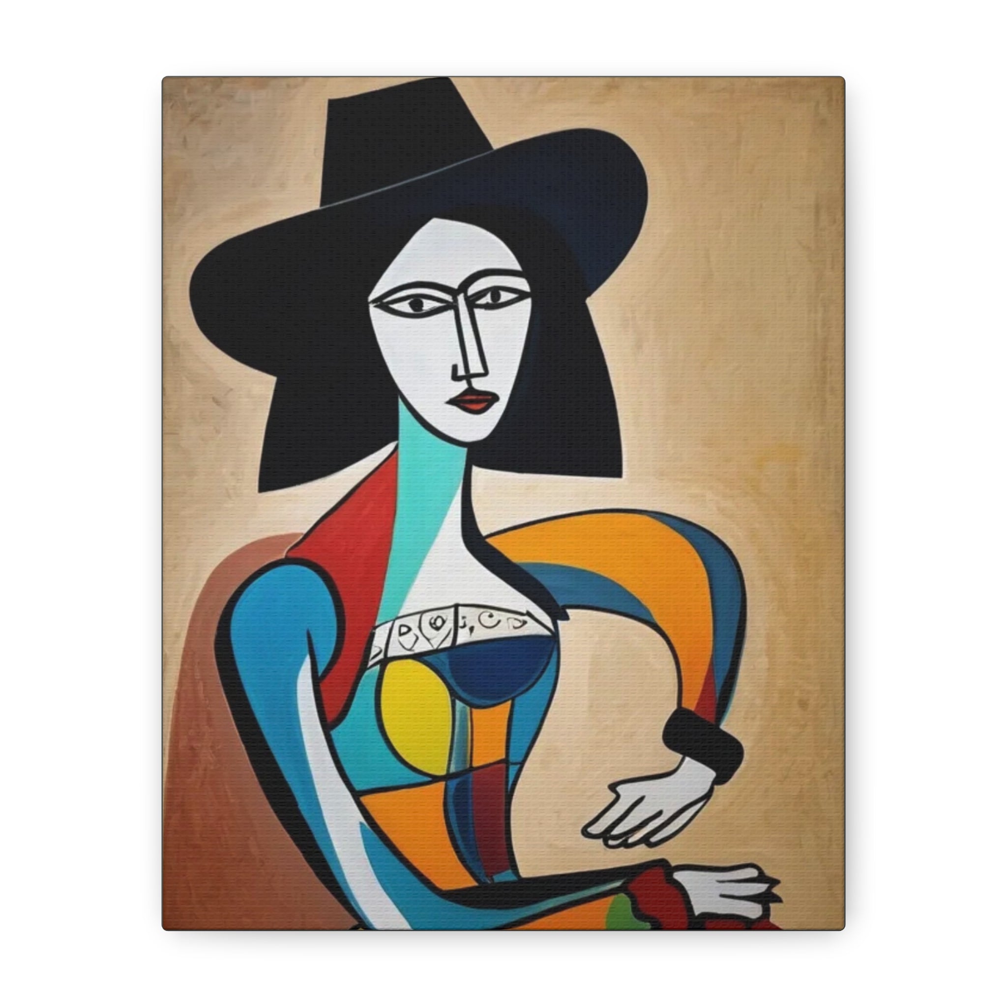 Sitting Cowgirl Portrait — Matte Stretched Canvas Wall Art