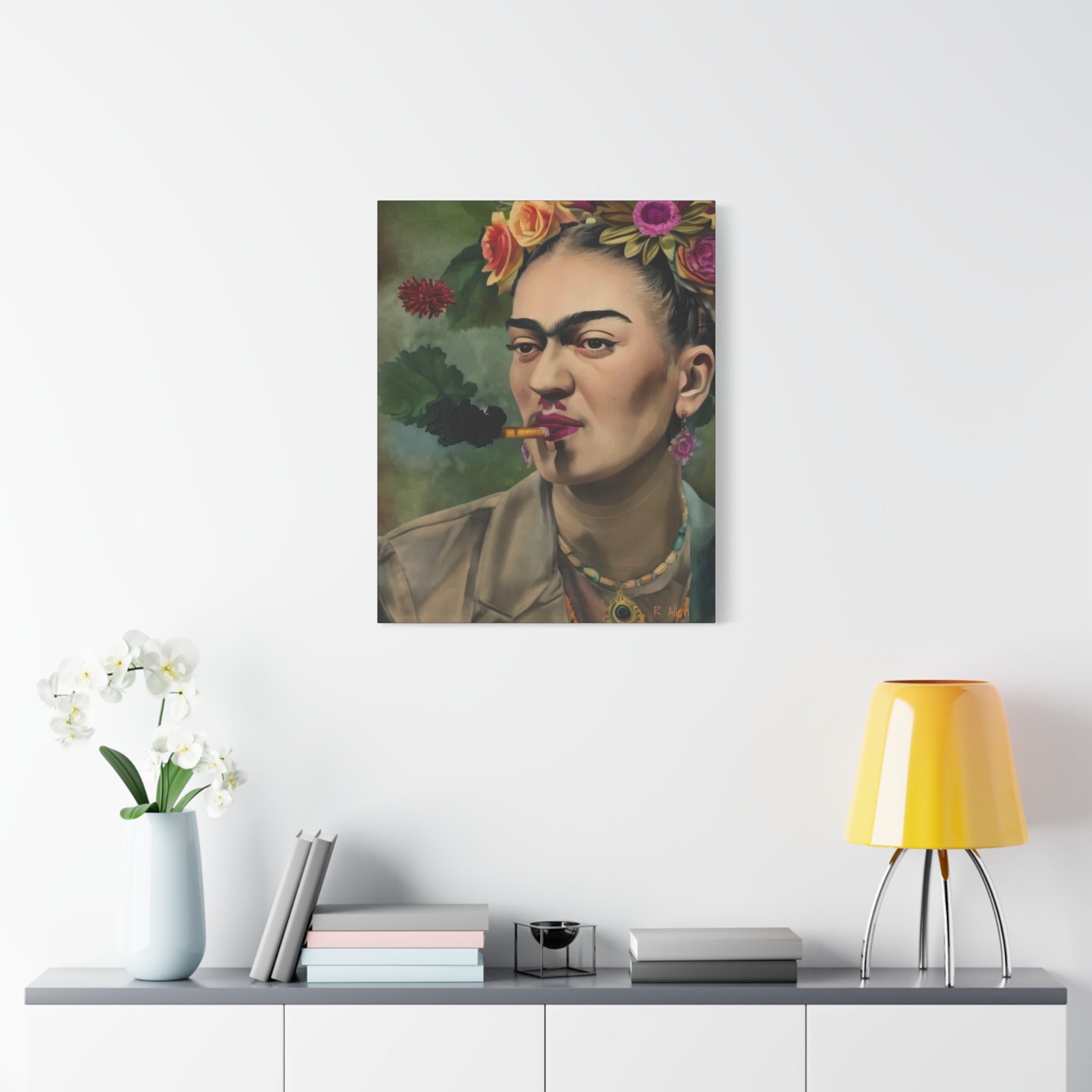 Smoking Portrait — Matte Stretched Canvas Wall Art