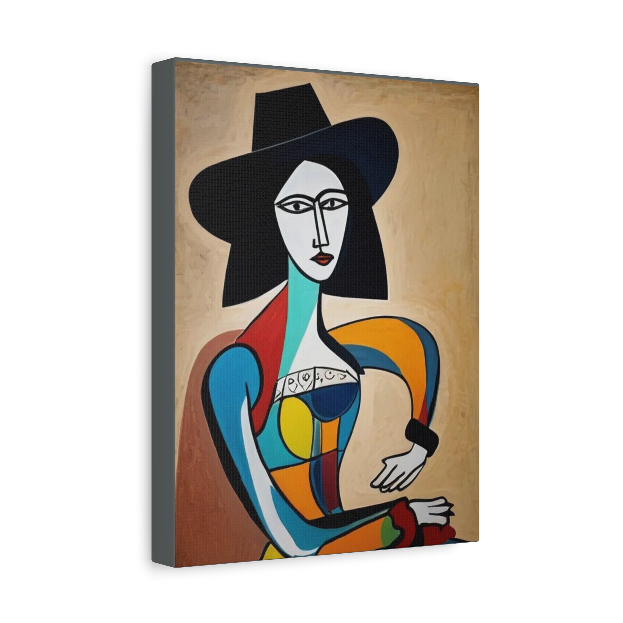 Sitting Cowgirl Portrait — Matte Stretched Canvas Wall Art