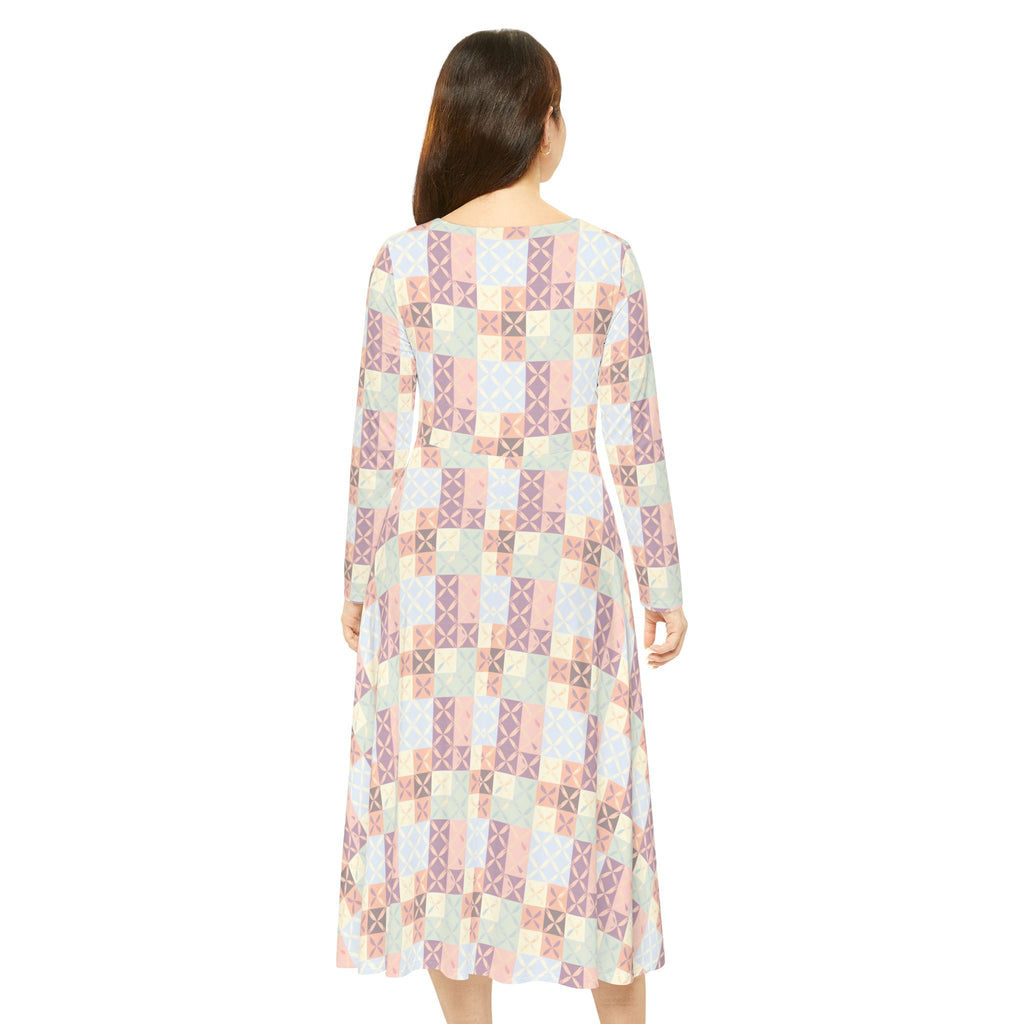 Pastel Quilt Dress — Long Sleeve Dress