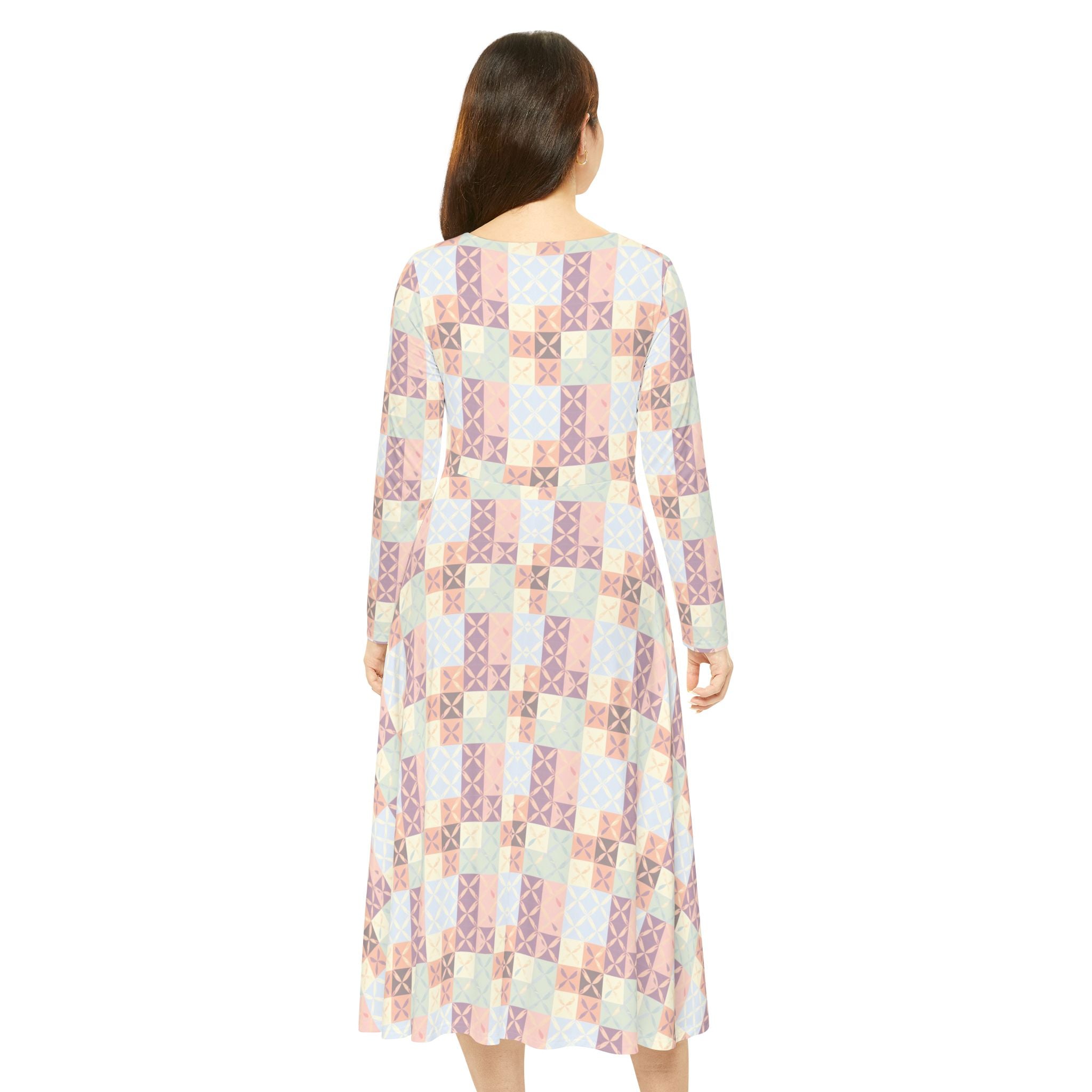 Pastel Quilt Dress — Long Sleeve Dress