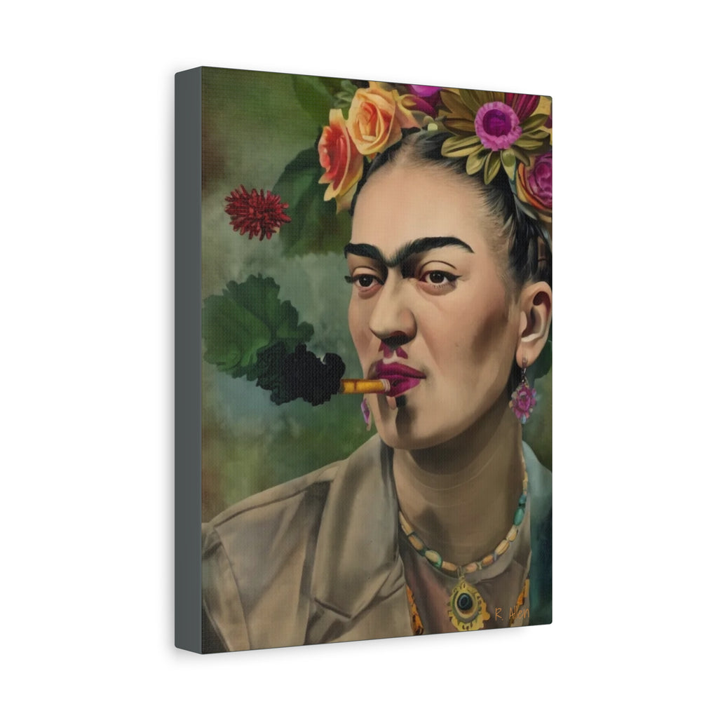 Smoking Portrait — Matte Stretched Canvas Wall Art