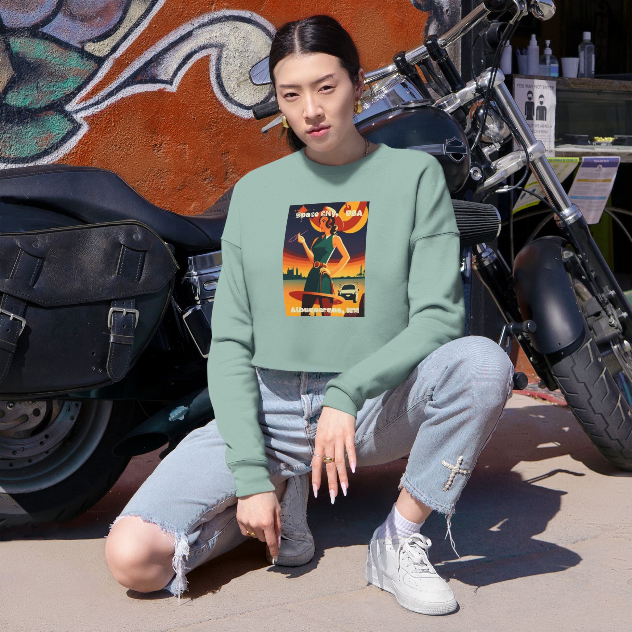 Space City, Albuquerque Roadtrip Cropped Sweatshirt