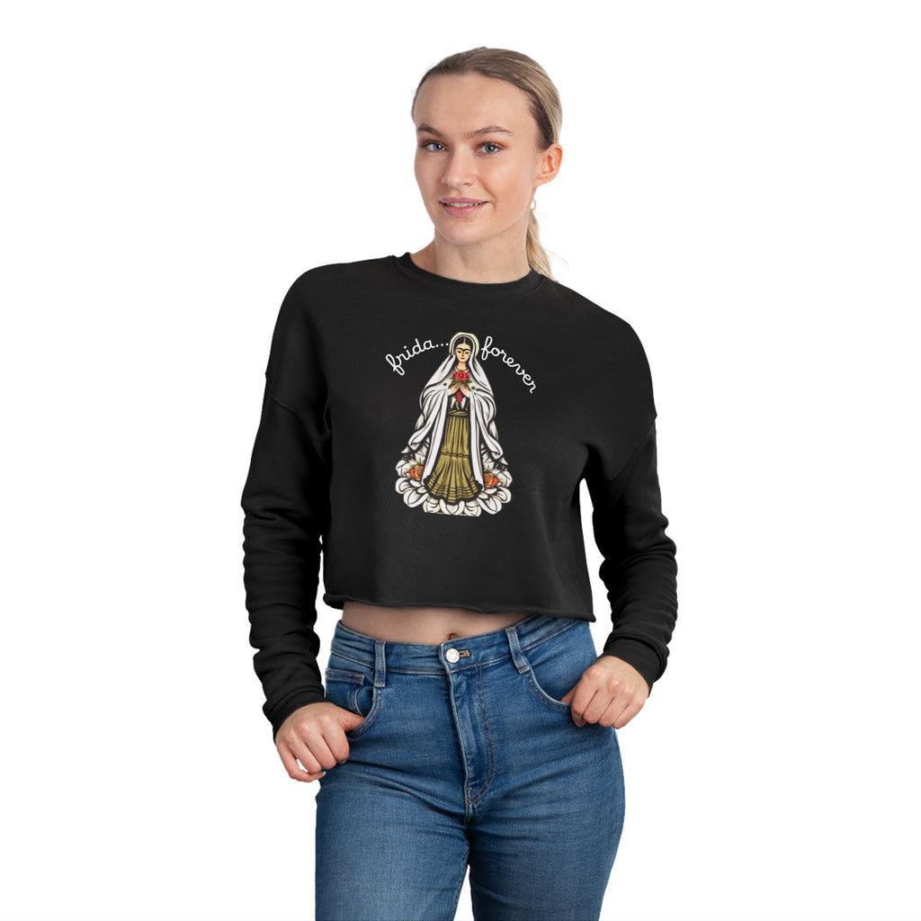 Frida Forever Roadtrip Cropped Sweatshirt — Vintage Camper Girl Graphic