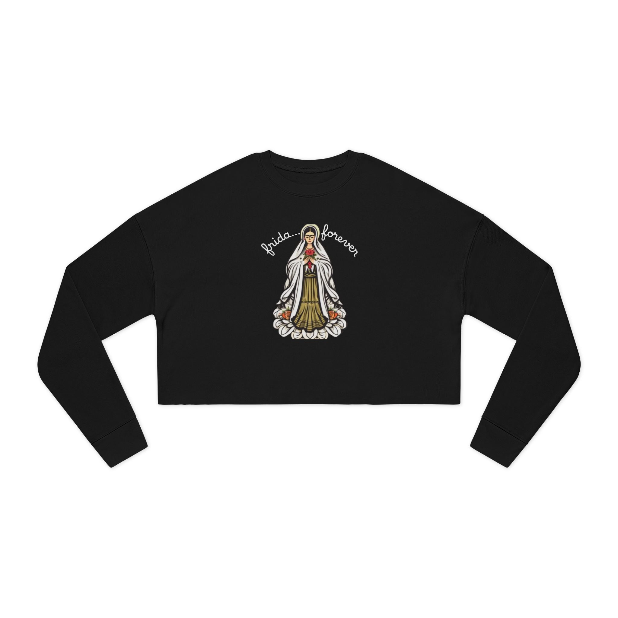 Frida Forever Roadtrip Cropped Sweatshirt — Vintage Camper Girl Graphic