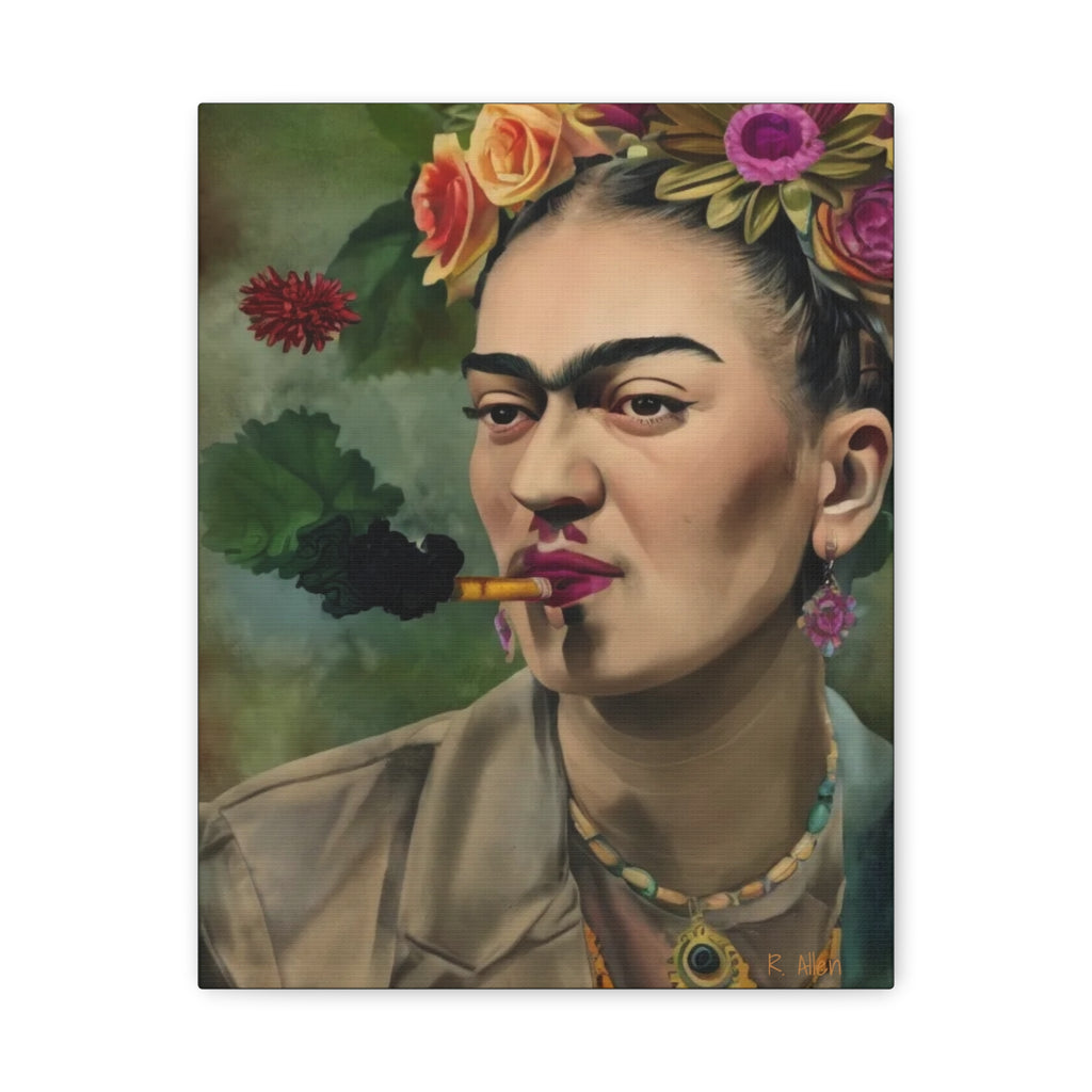 Smoking Portrait — Matte Stretched Canvas Wall Art