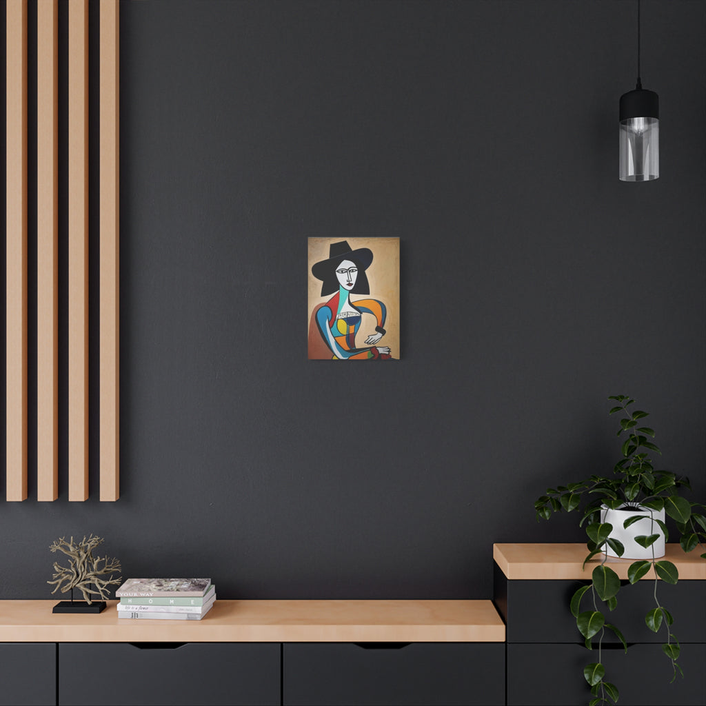 Sitting Cowgirl Portrait — Matte Stretched Canvas