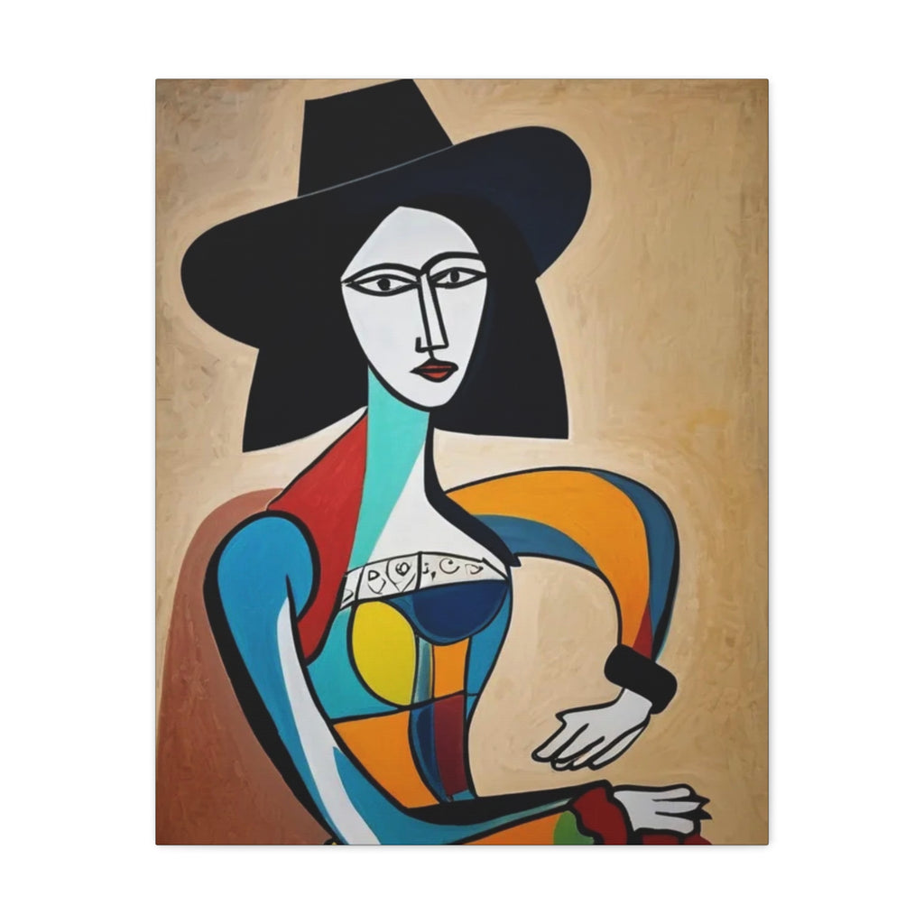 Sitting Cowgirl Portrait — Matte Stretched Canvas Wall Art