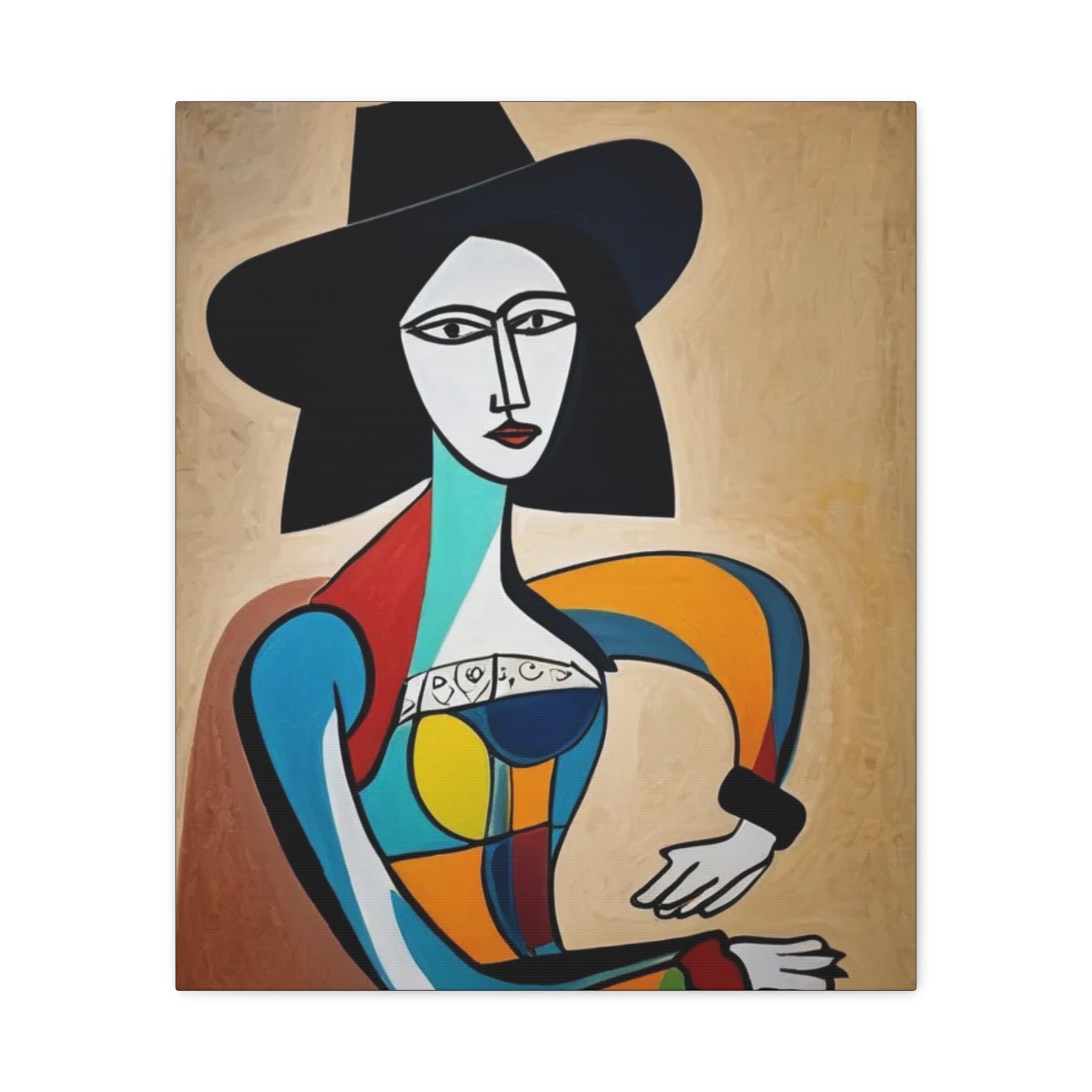 Sitting Cowgirl Portrait — Matte Stretched Canvas