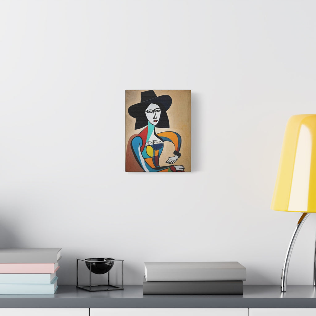 Sitting Cowgirl Portrait — Matte Stretched Canvas Wall Art