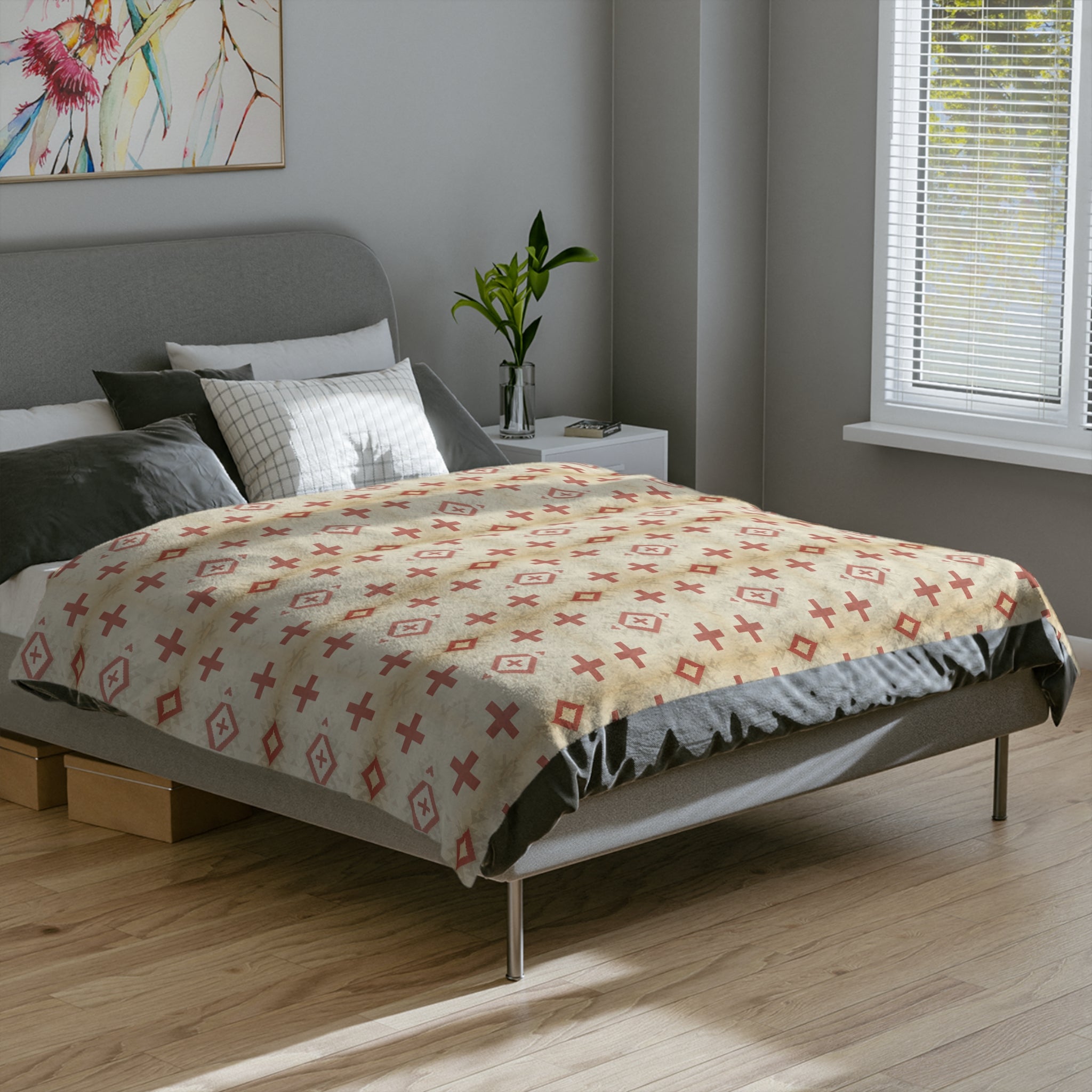Velveteen Crosses Plush Throw