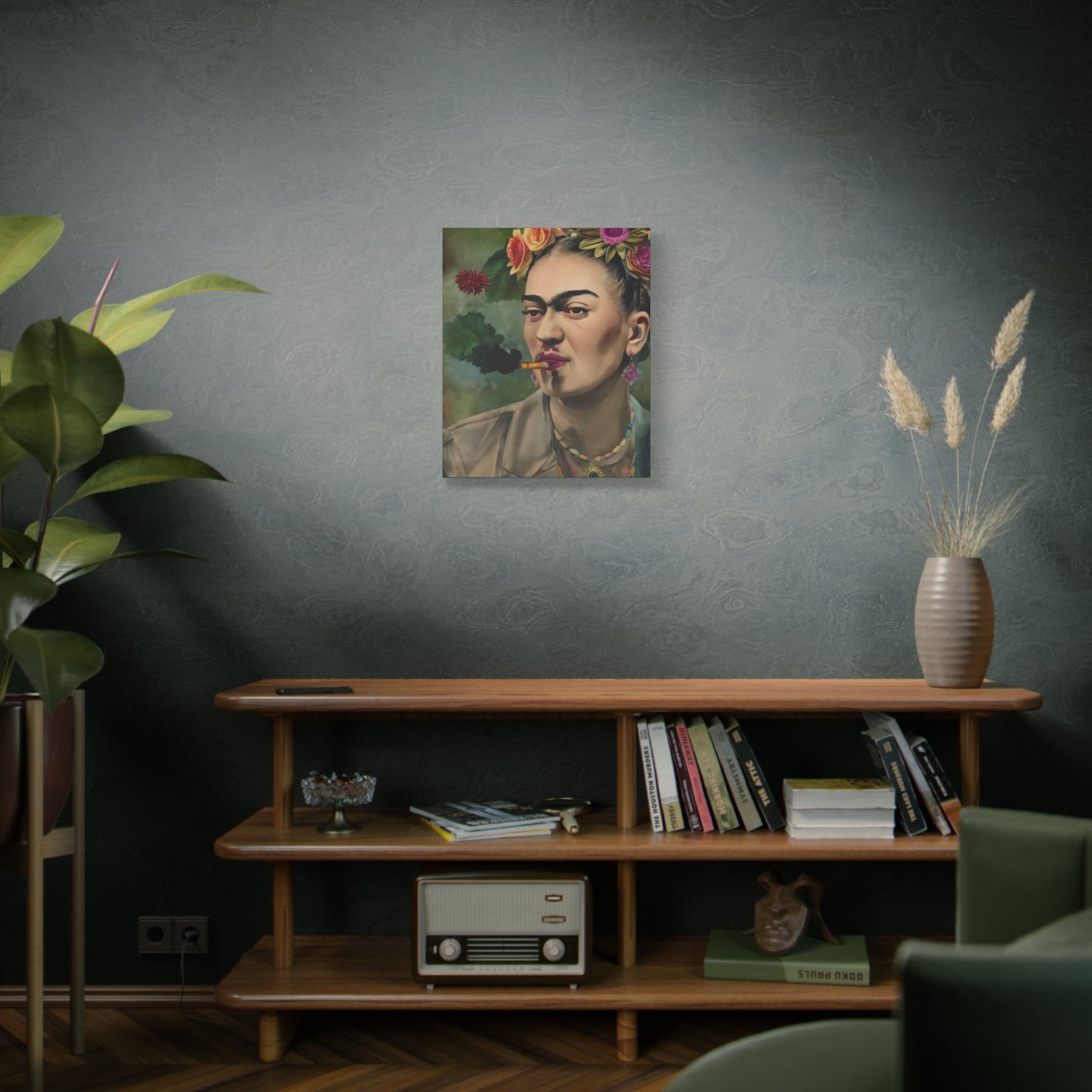 Smoking Portrait — Matte Stretched Canvas Wall Art