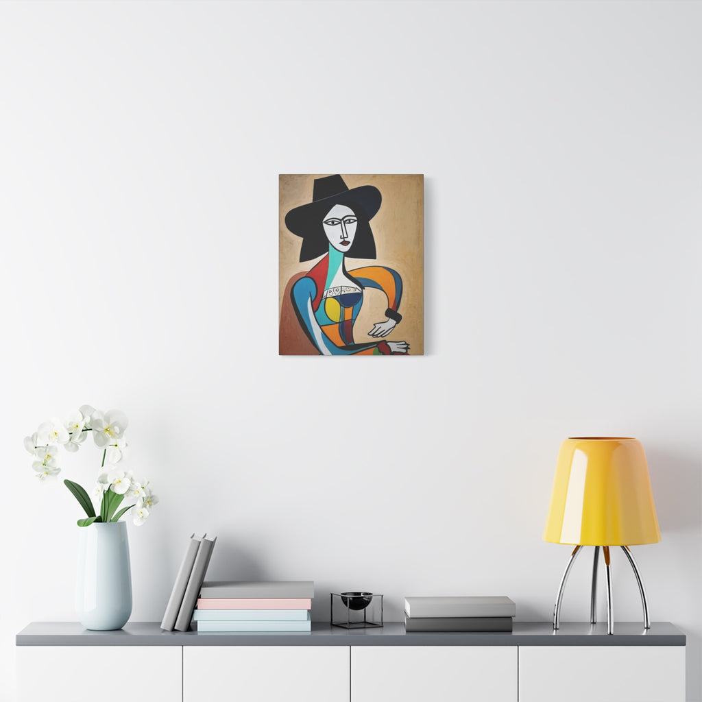Sitting Cowgirl Portrait — Matte Stretched Canvas Wall Art