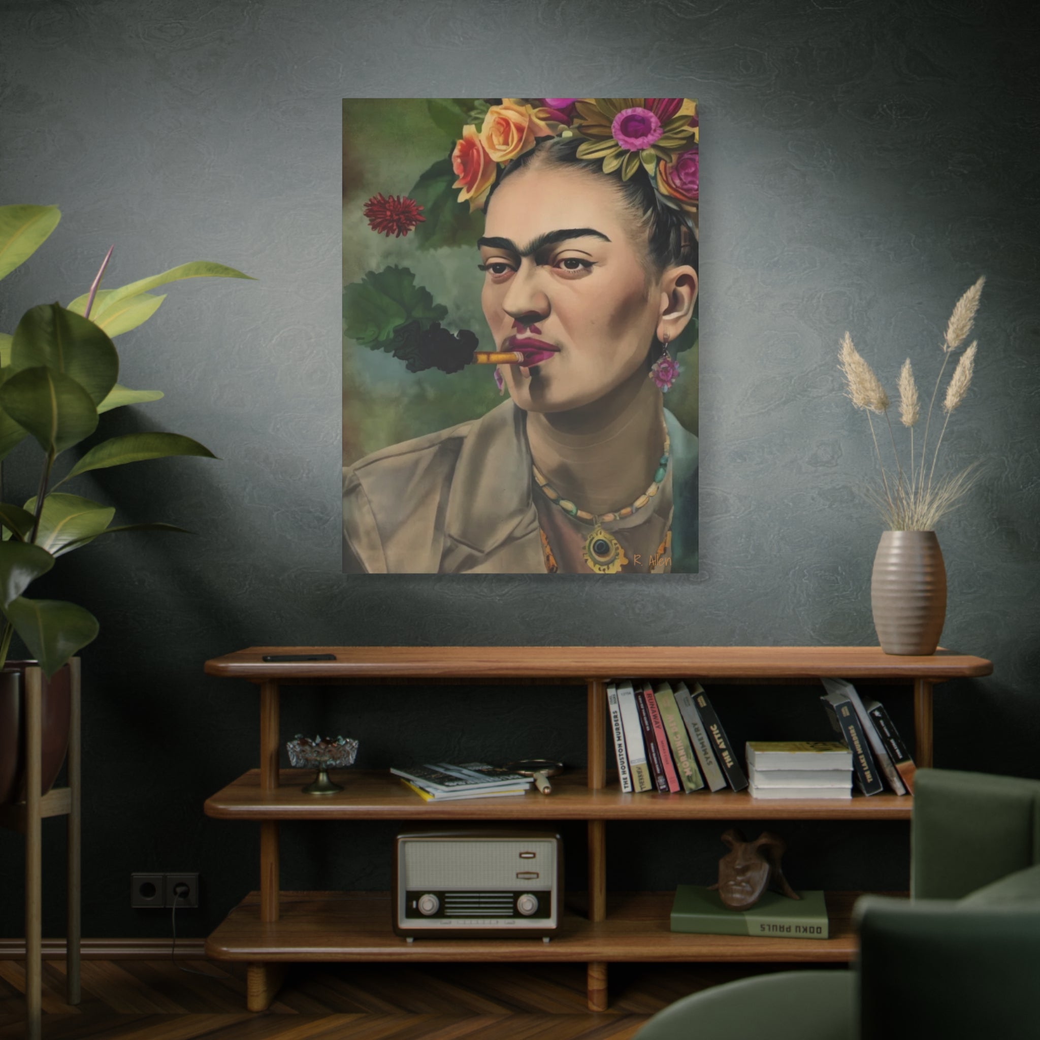 Smoking Portrait — Matte Stretched Canvas Wall Art