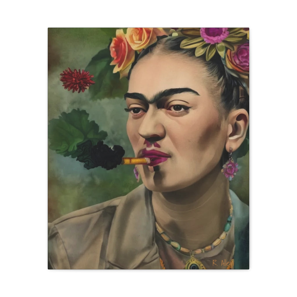 Smoking Portrait — Matte Stretched Canvas Wall Art