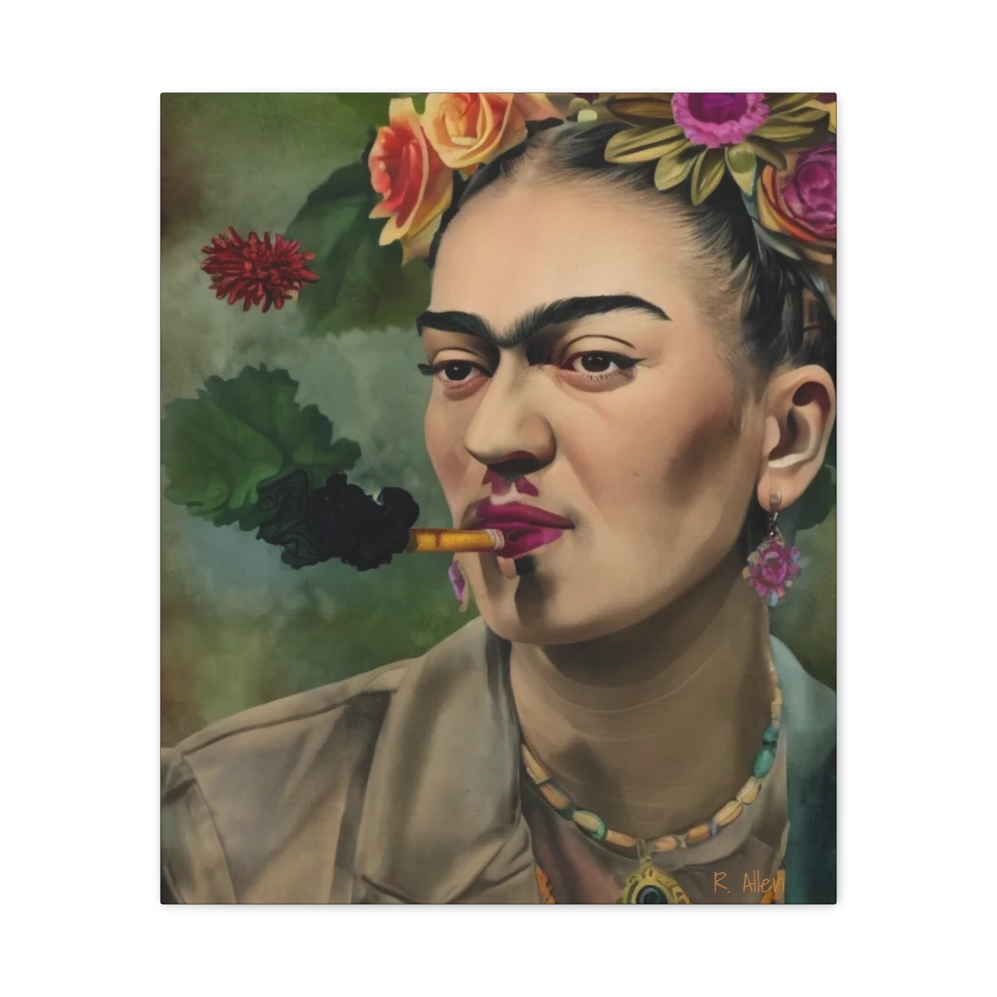 Smoking Portrait — Matte Stretched Canvas Wall Art