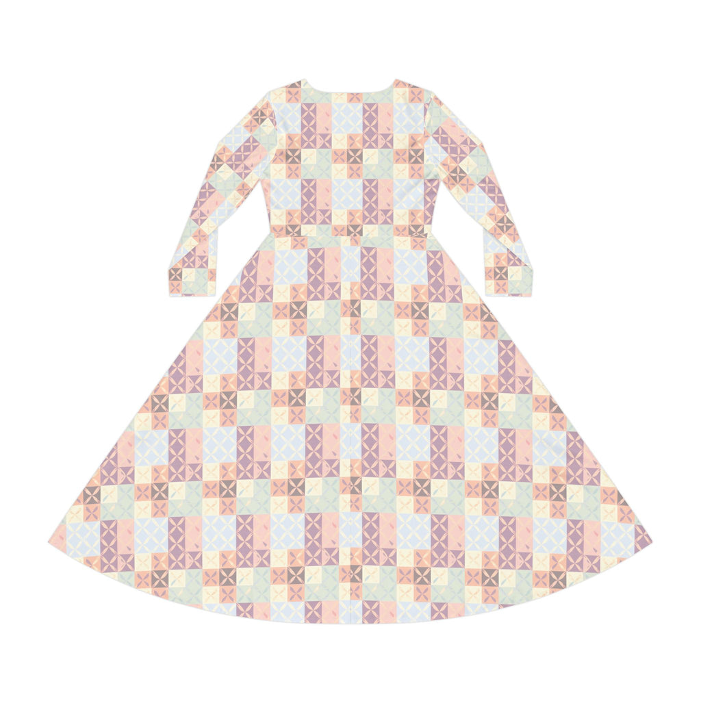 Pastel Quilt Dress — Long Sleeve Dress
