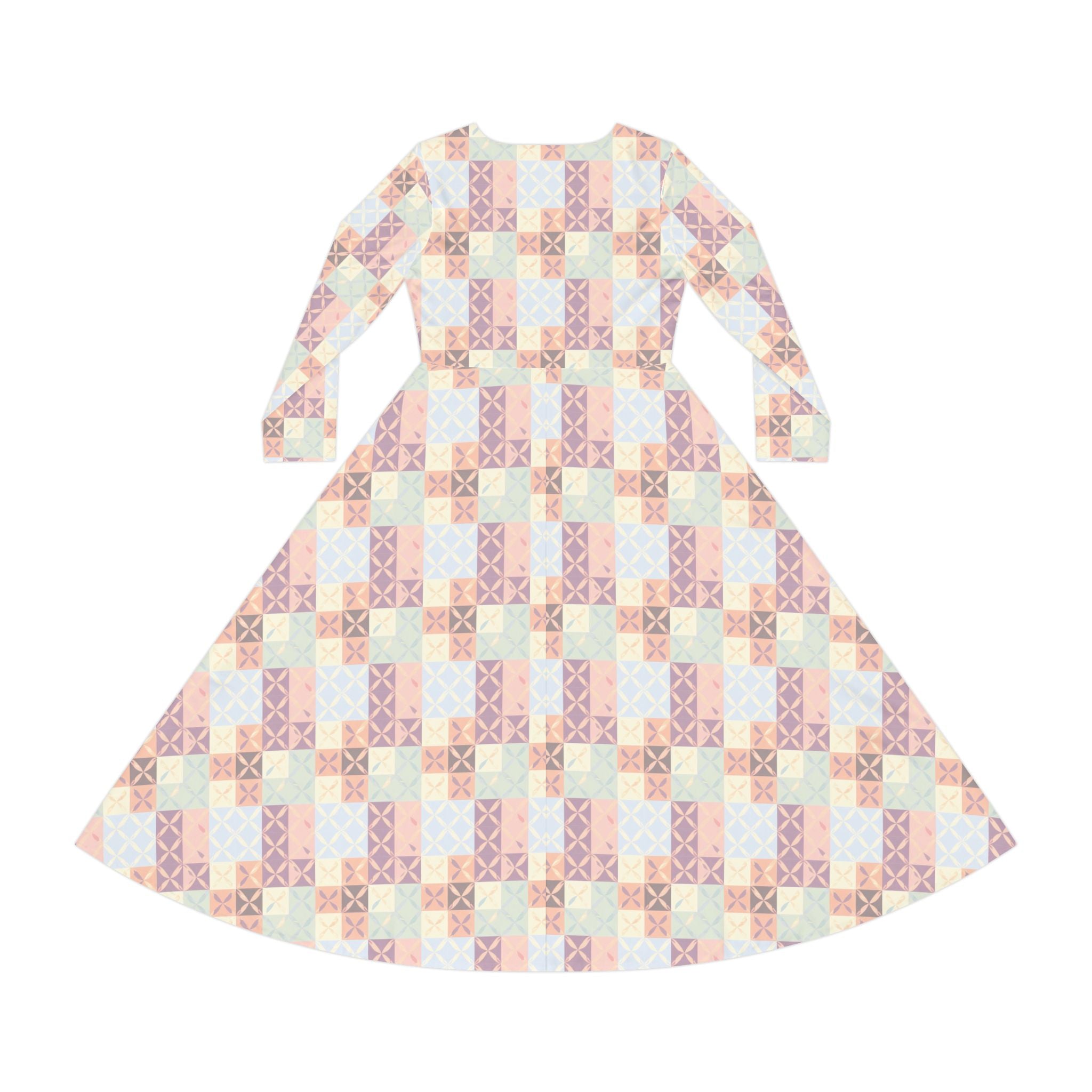Pastel Quilt Dress — Long Sleeve Dress