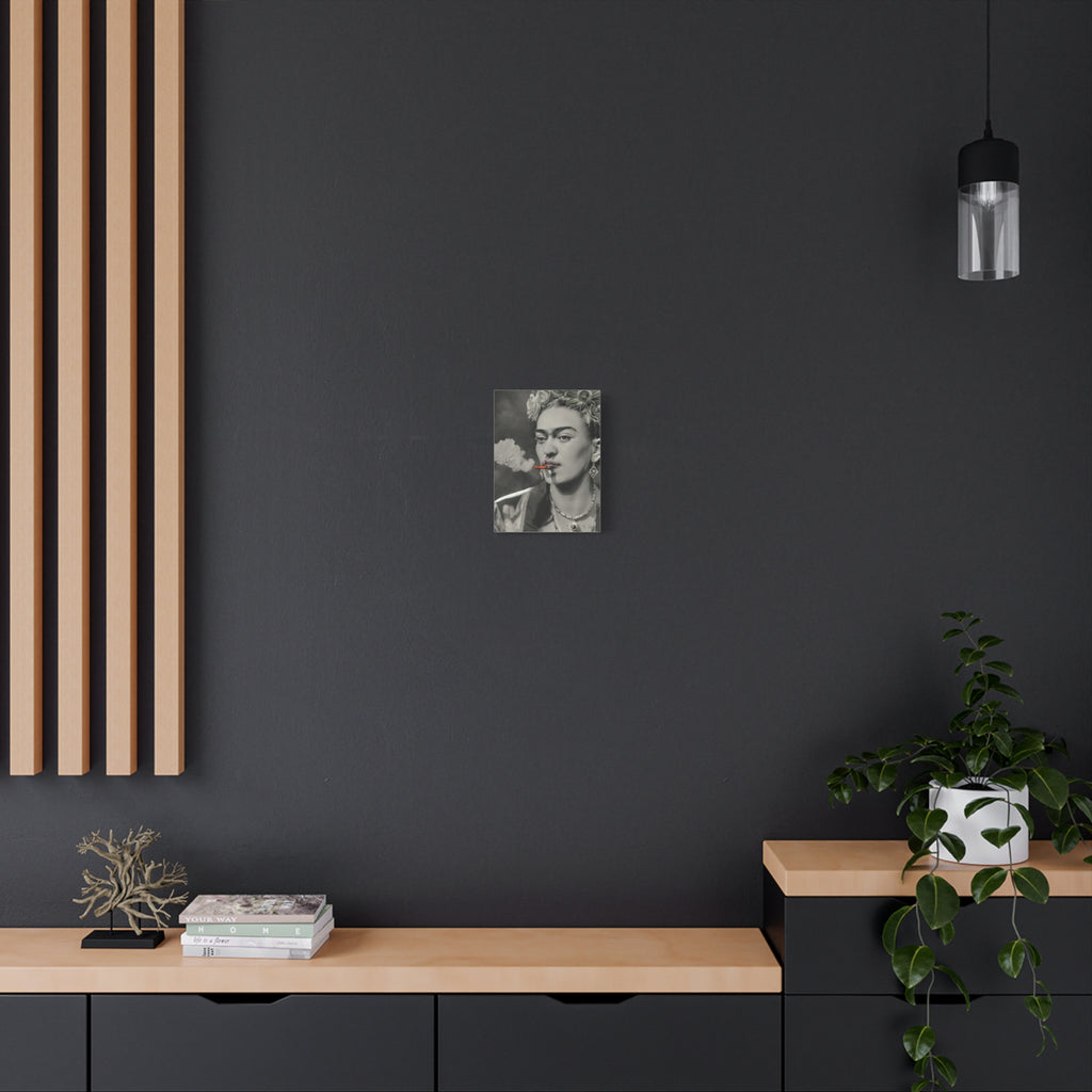 Smoking Portrait, Monochromatic — Matte Stretched Canvas Wall Art