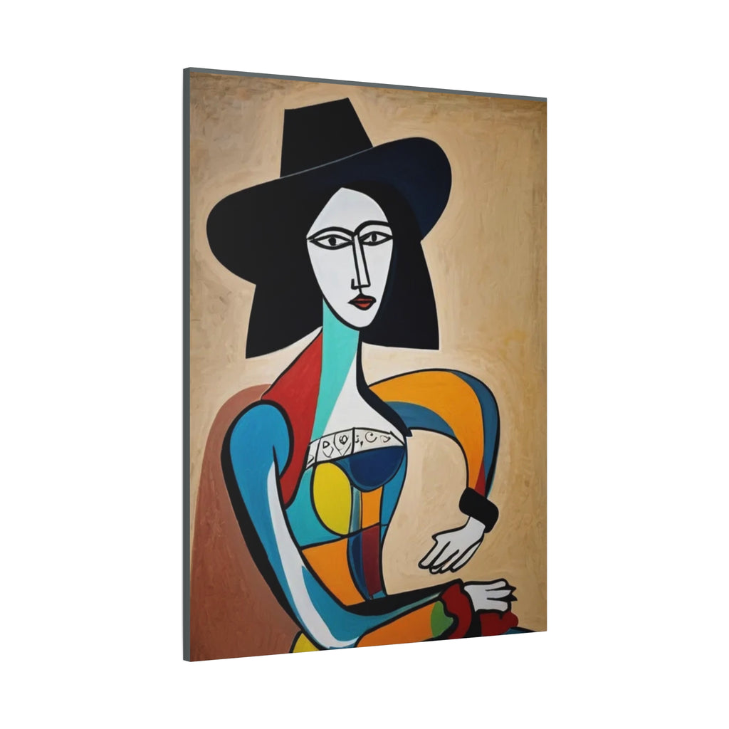 Sitting Cowgirl Portrait — Matte Stretched Canvas Wall Art