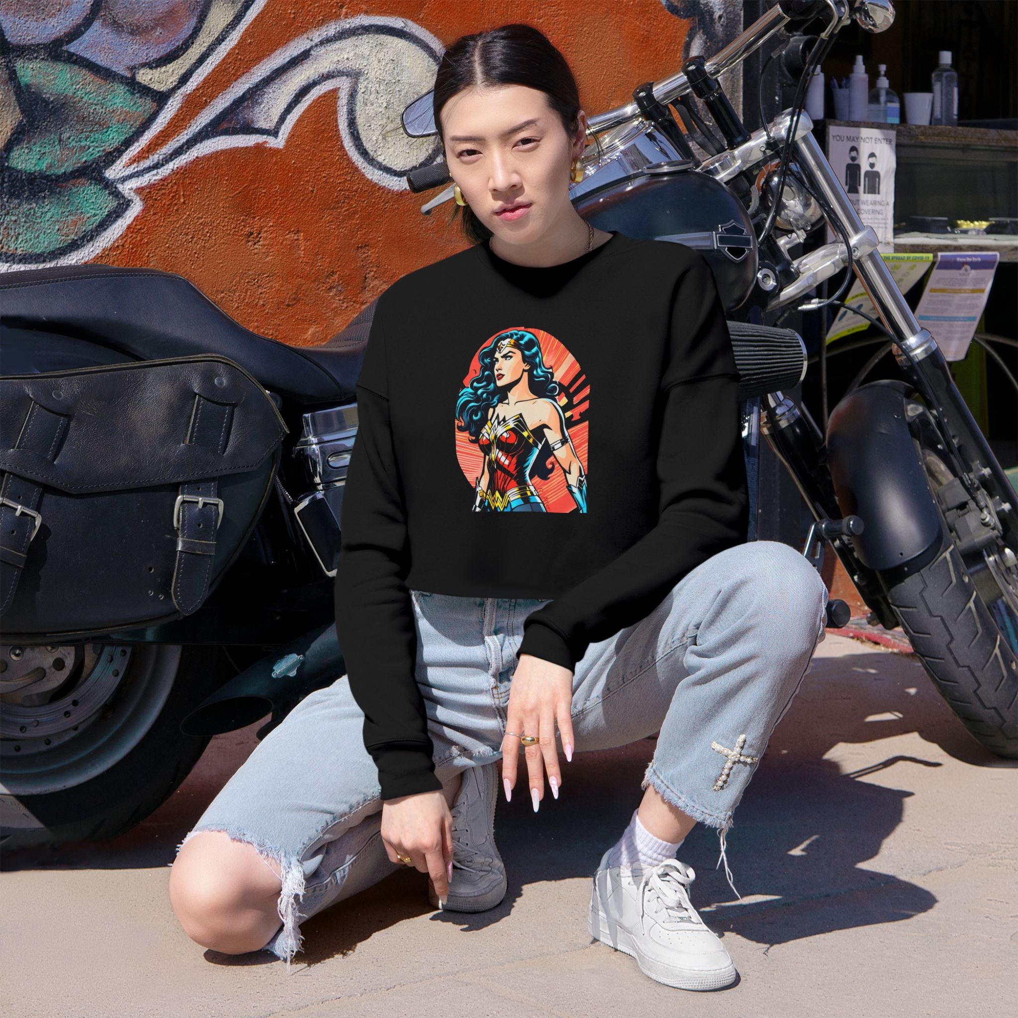 Vintage Comic Crop Sweatshirt