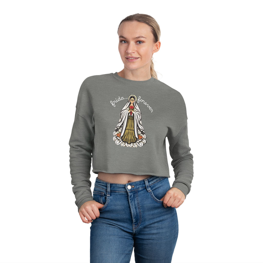 Frida Forever Roadtrip Cropped Sweatshirt — Vintage Camper Girl Graphic