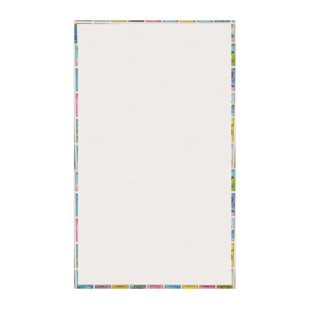 Lotería Bingo Tile Cotton Tea Towel — Colorful Mexican Game Pattern Kitchen Towel