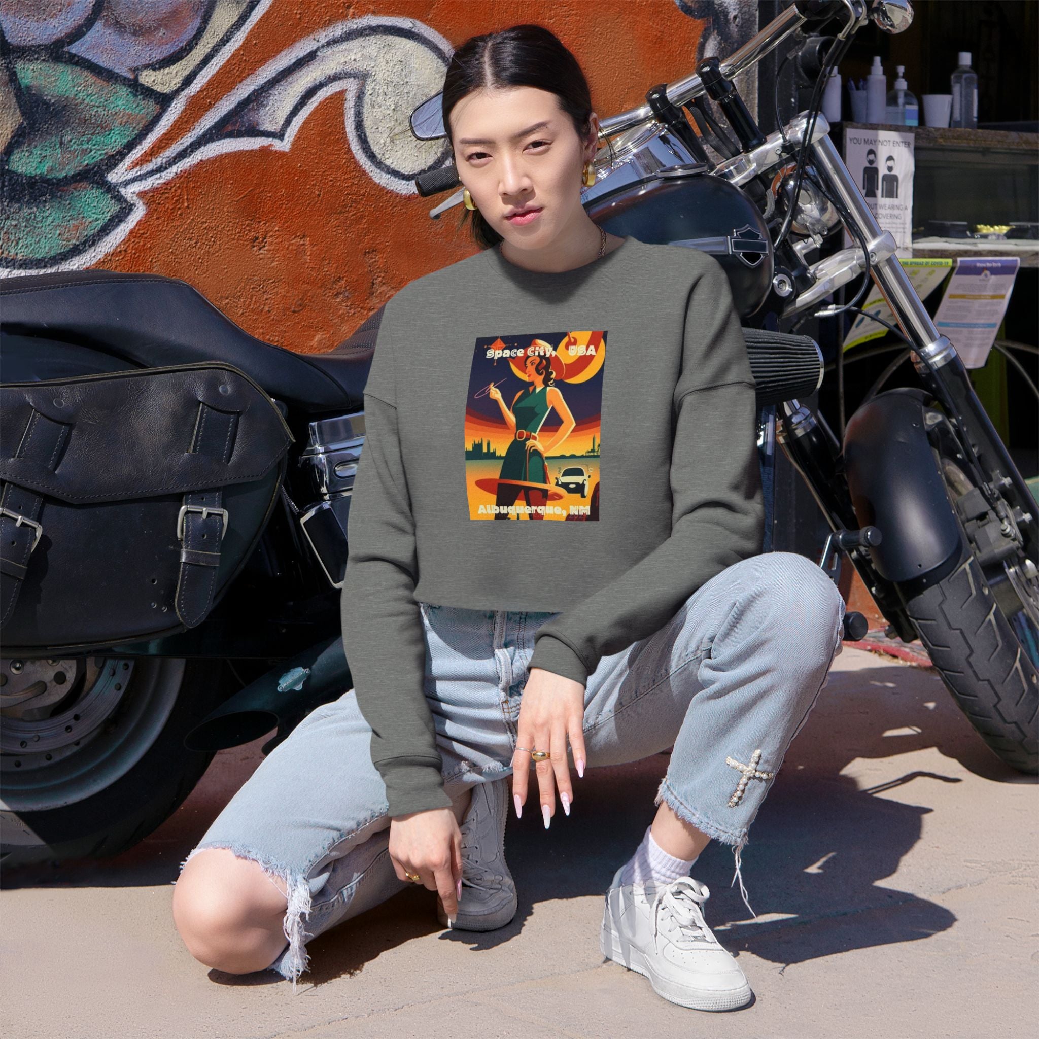 Space City, Albuquerque Roadtrip Cropped Sweatshirt