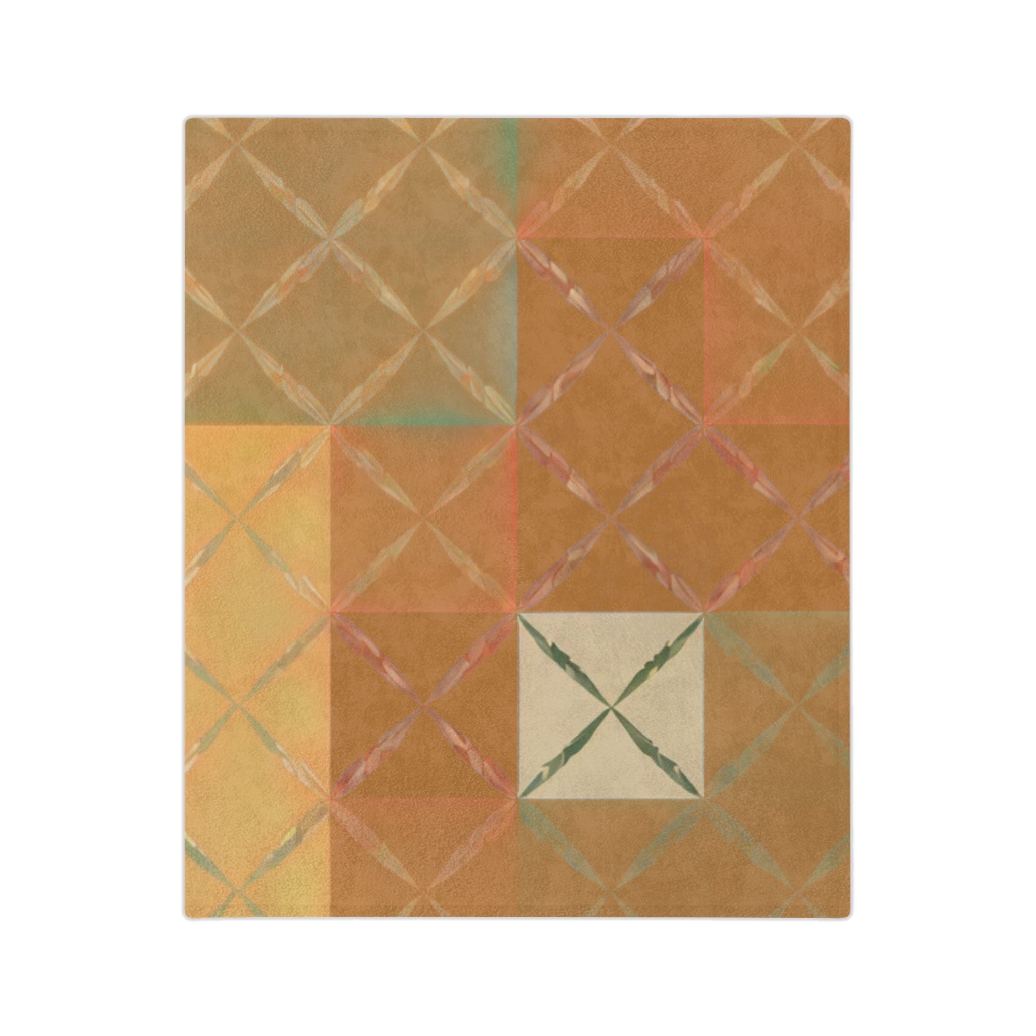 Velveteen Retro Color Block Plush Throw