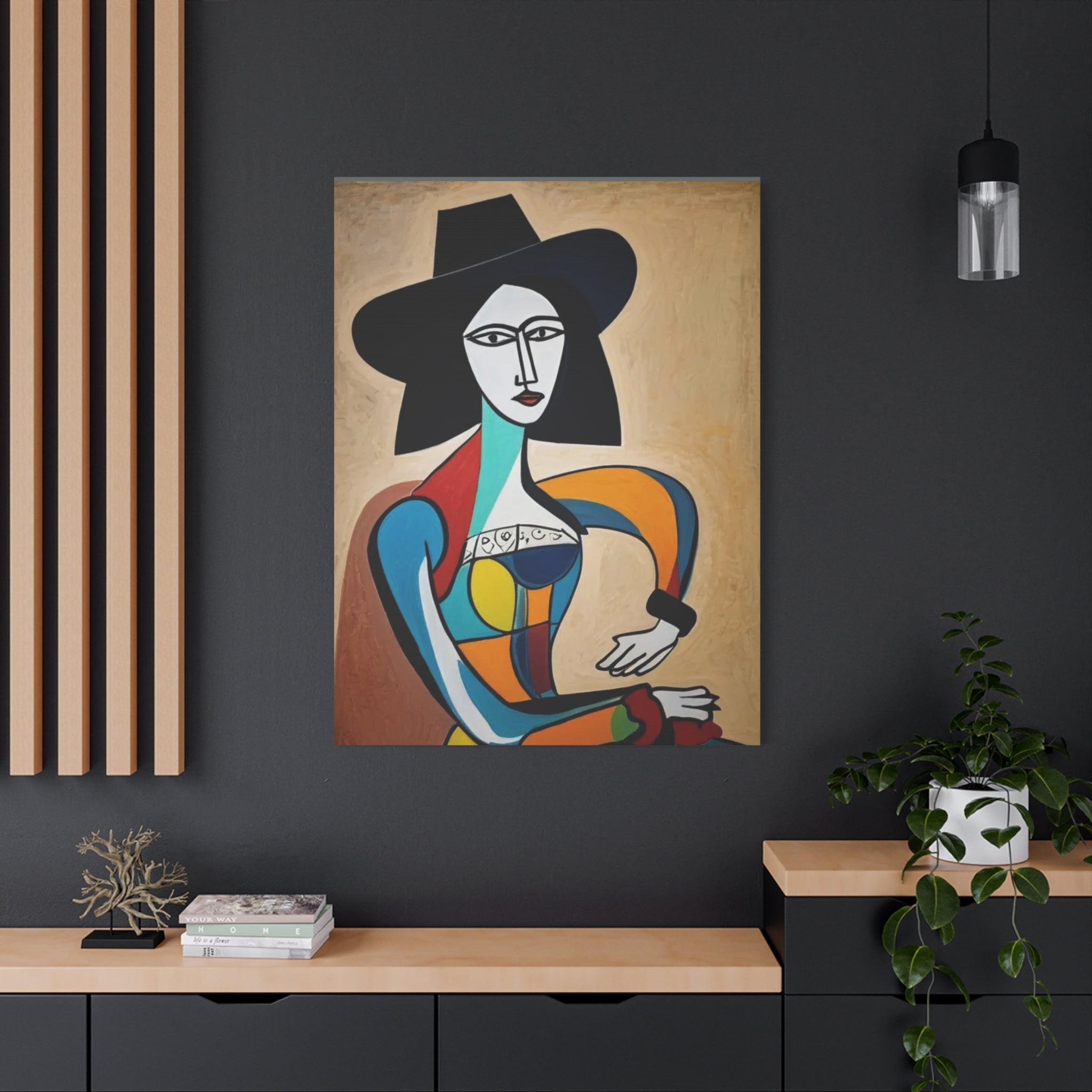 Sitting Cowgirl Portrait — Matte Stretched Canvas Wall Art