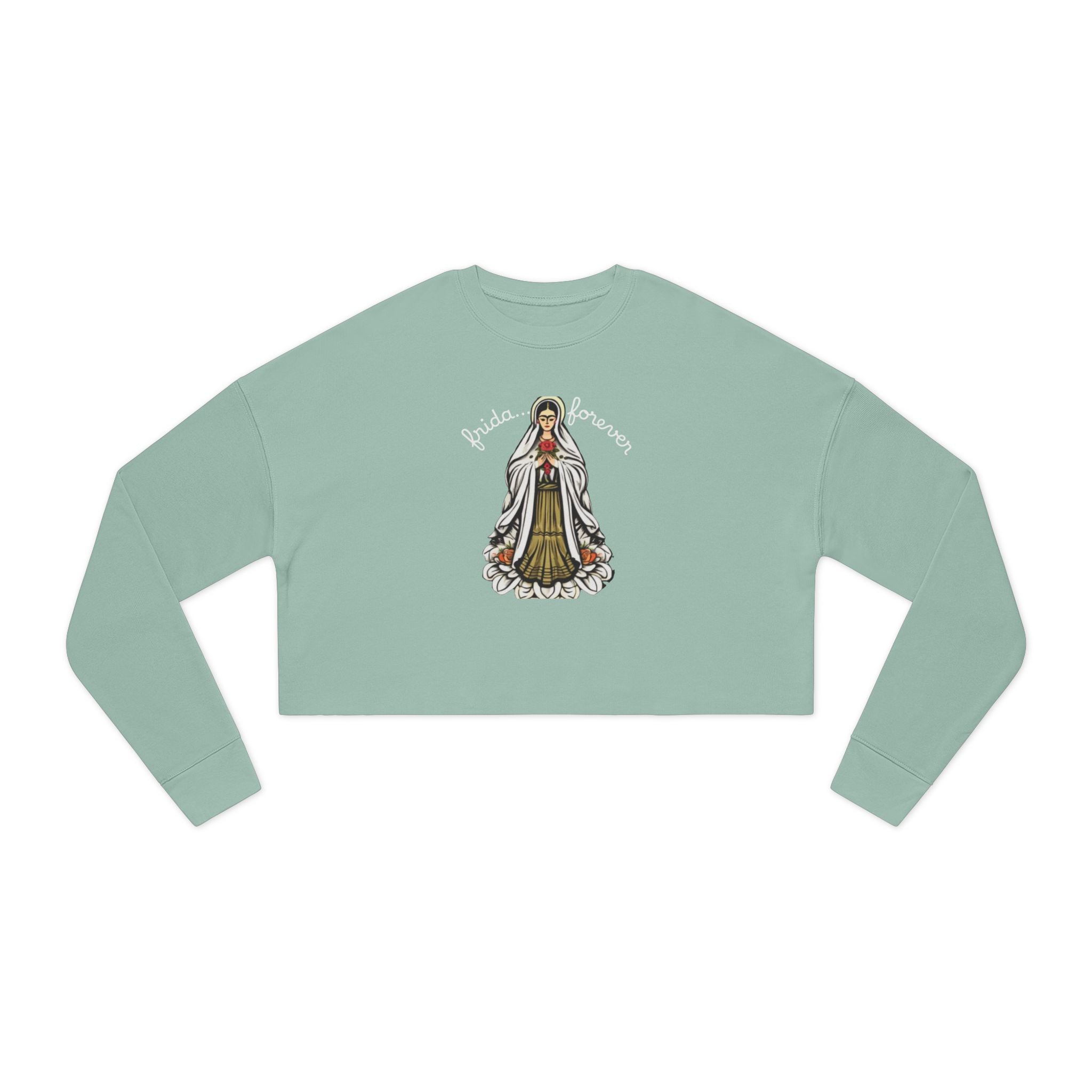 Frida Forever Roadtrip Cropped Sweatshirt — Vintage Camper Girl Graphic