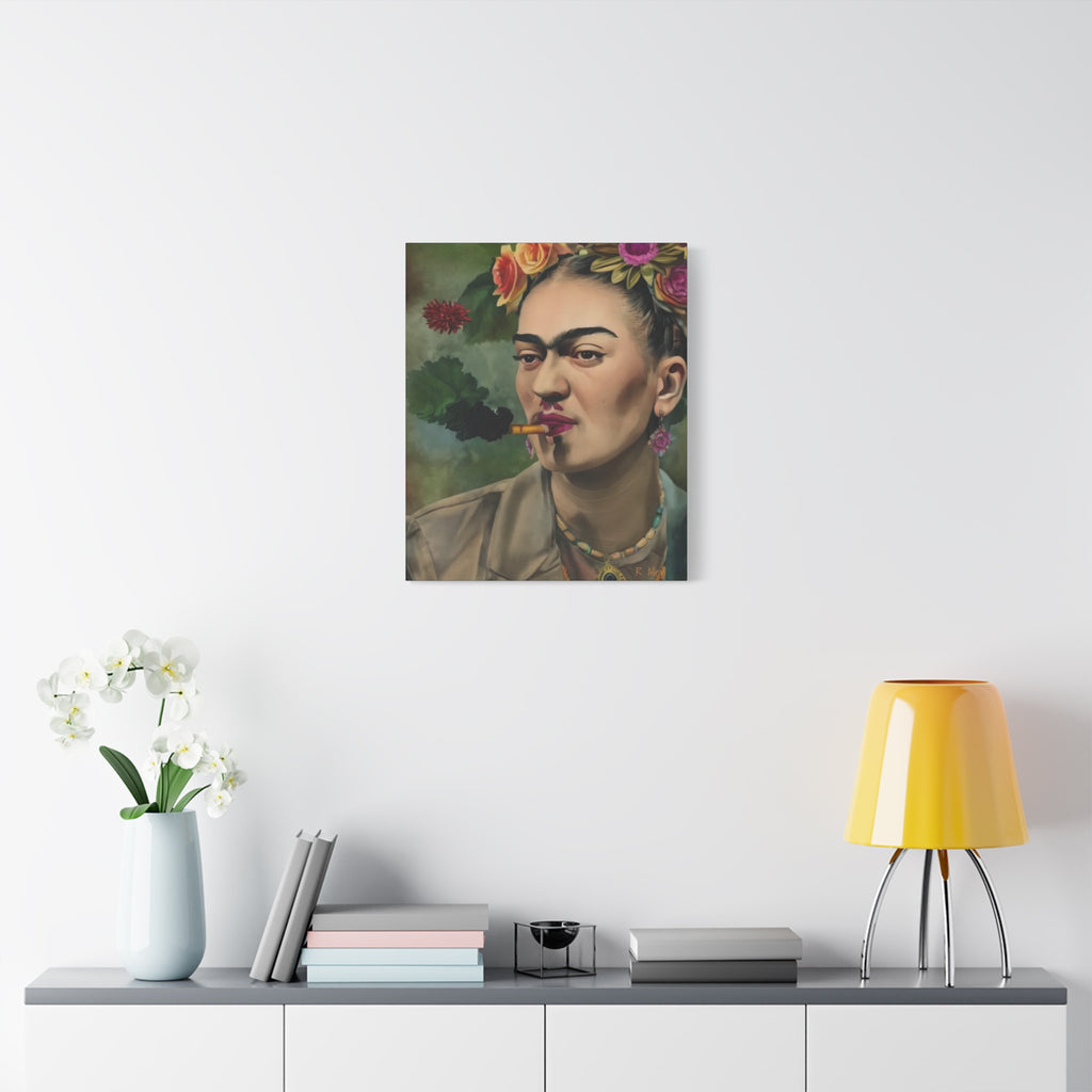Smoking Portrait — Matte Stretched Canvas Wall Art