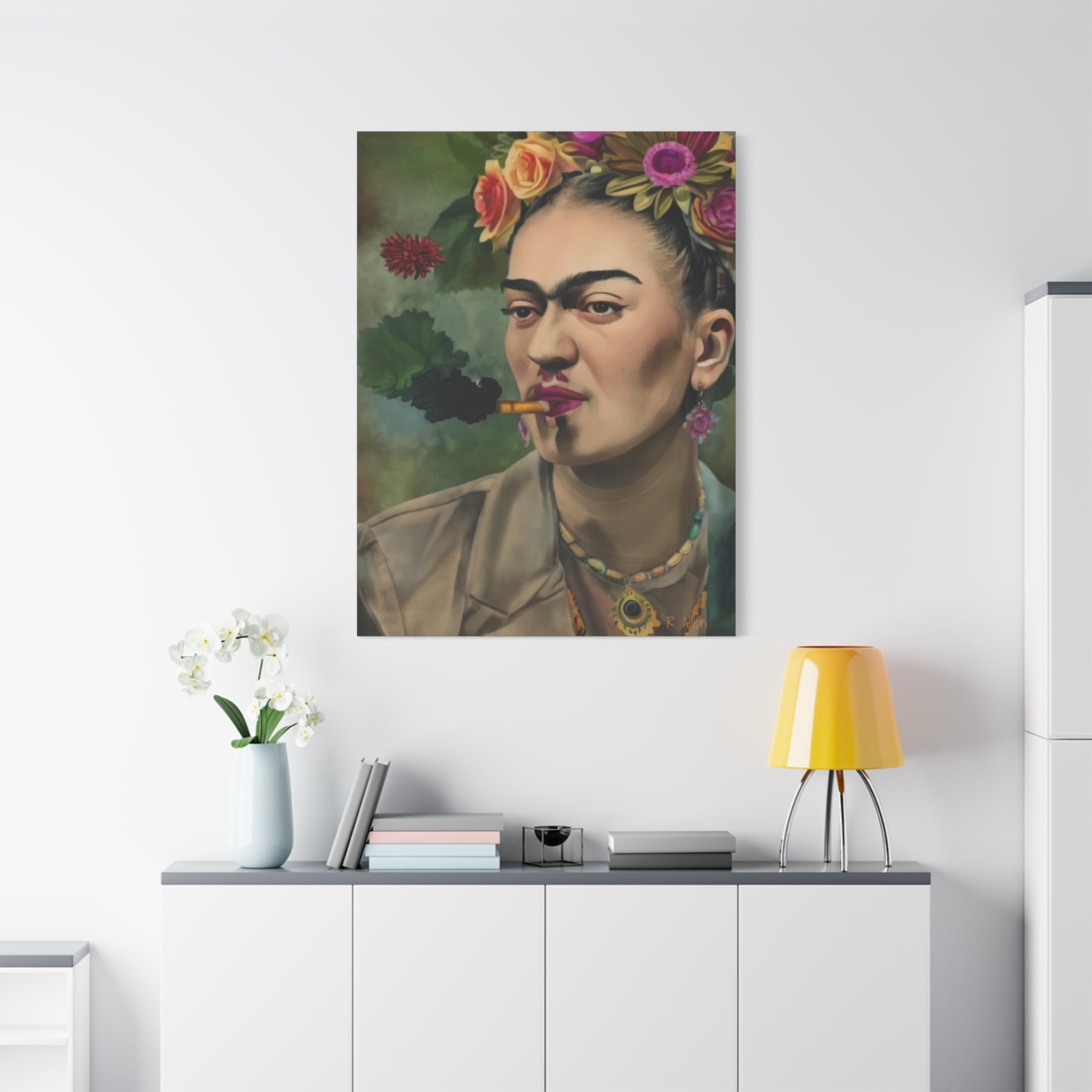 Smoking Portrait — Matte Stretched Canvas Wall Art